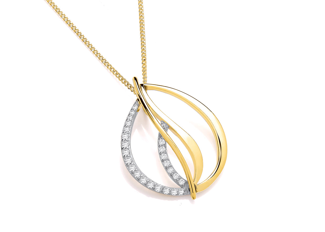 Yellow Gold Treble Clef Diamond Set Pendant on Chain