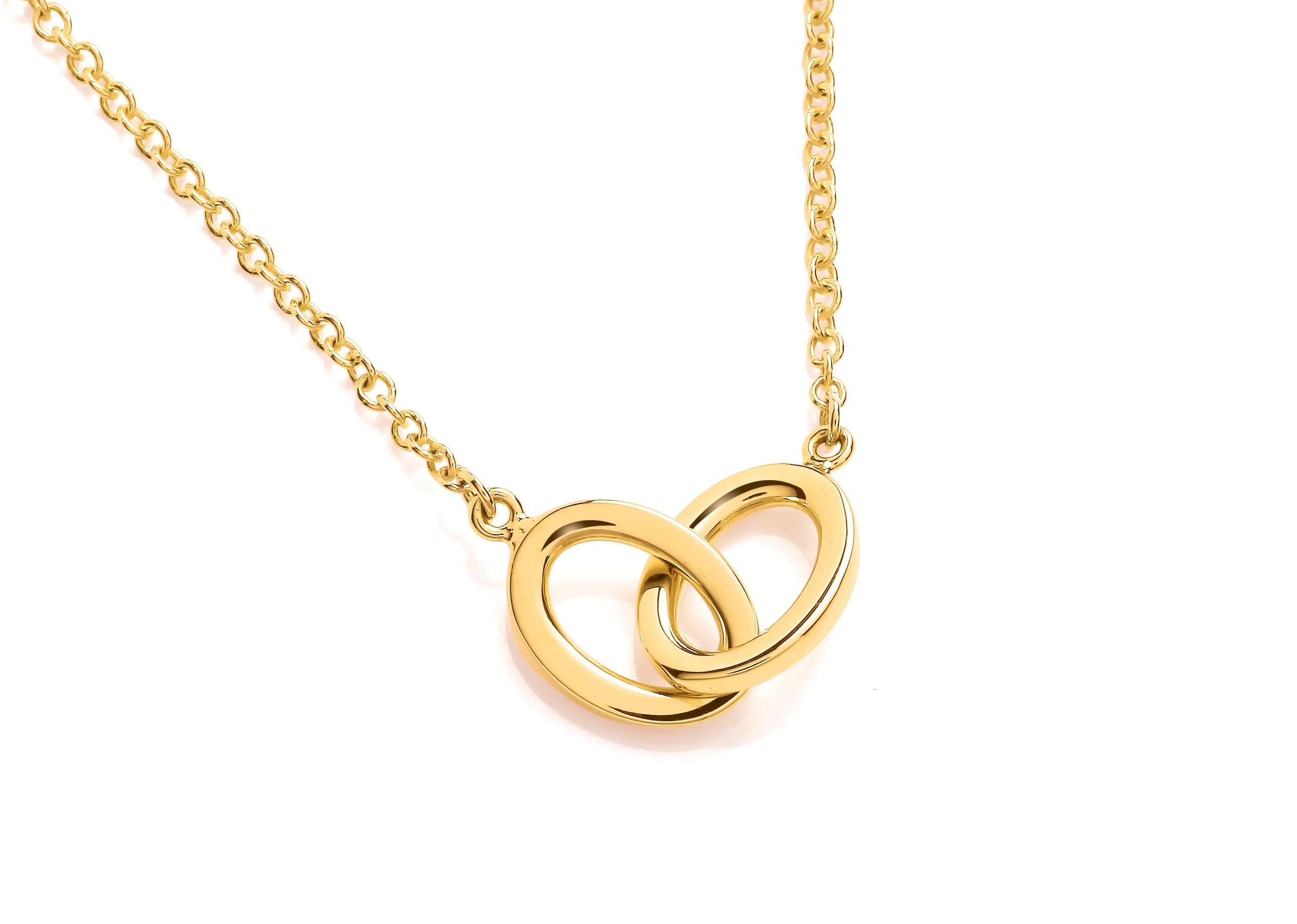 Yellow Gold Interlocking Double Ring Necklet