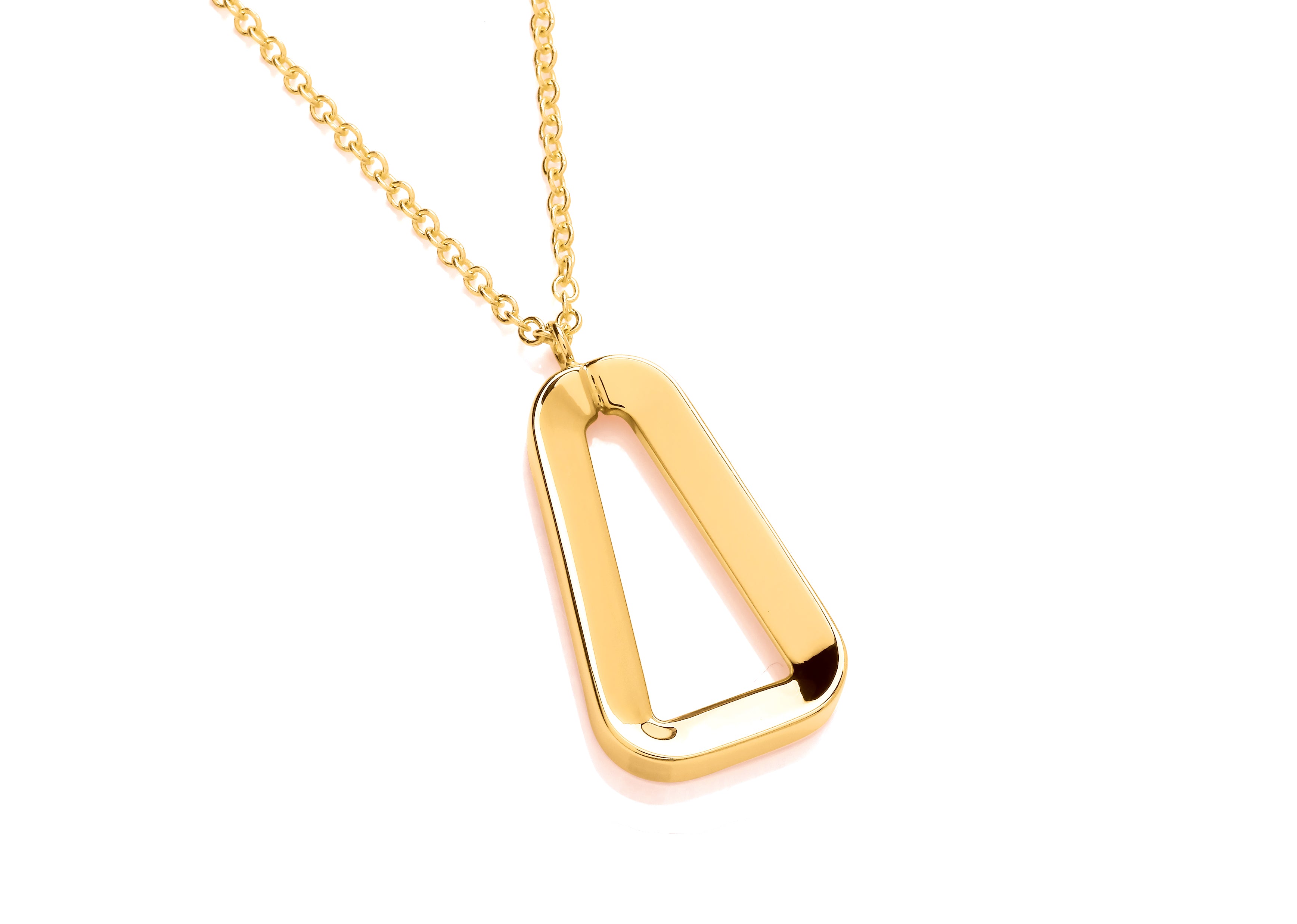 Yellow Gold Chunky Open Triangle Pendant on Trace Chain