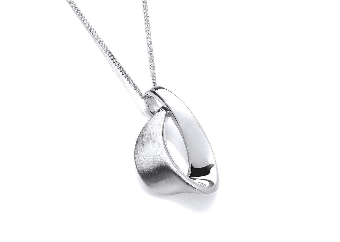 9ct White Gold Fancy Ribbon Pendant On Chain