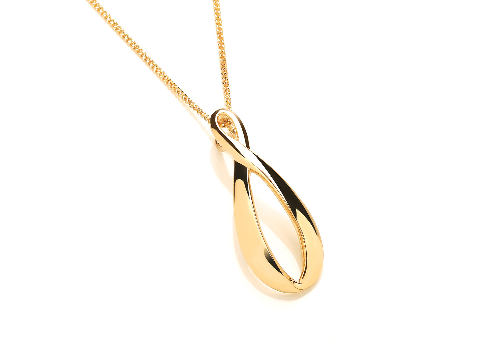 Yellow Gold  Elongated Figure of "8" Pendant on Chain