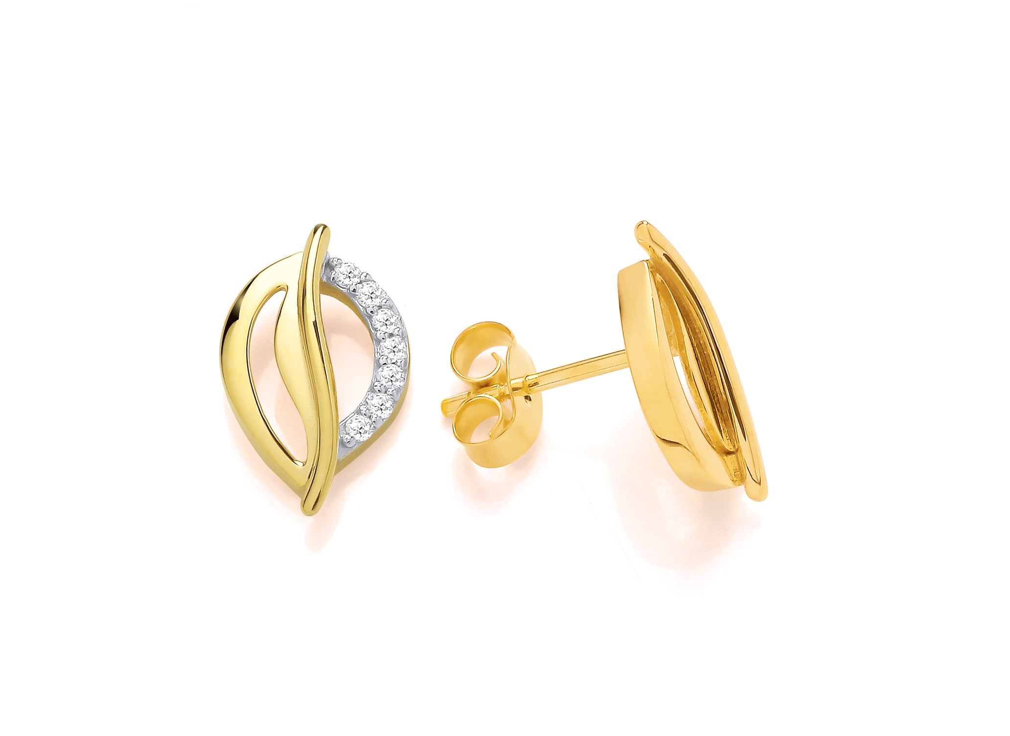 Yellow Gold Treble Clef Diamond Set Earings