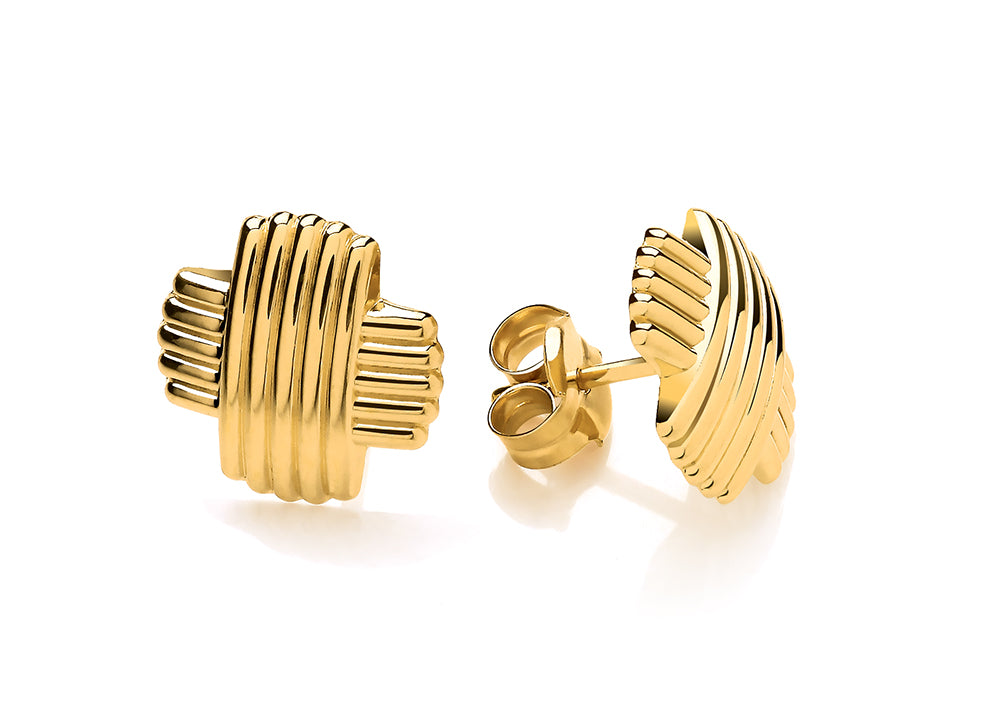 9ct Yellow Gold Ridged Kiss Stud Earrings