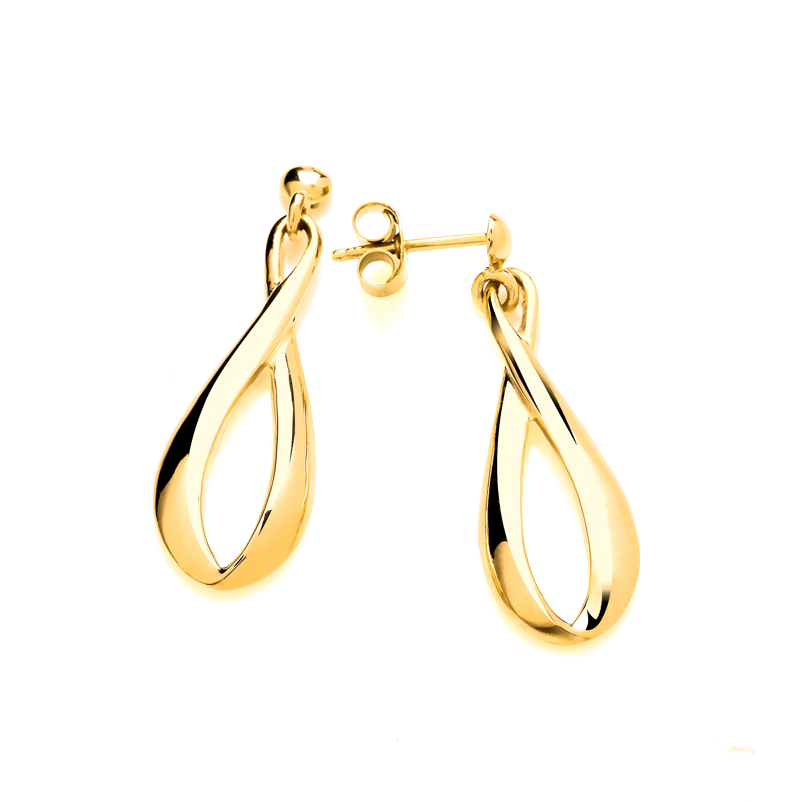 Yellow Gold Elongated Fig "8" Drop Earrings