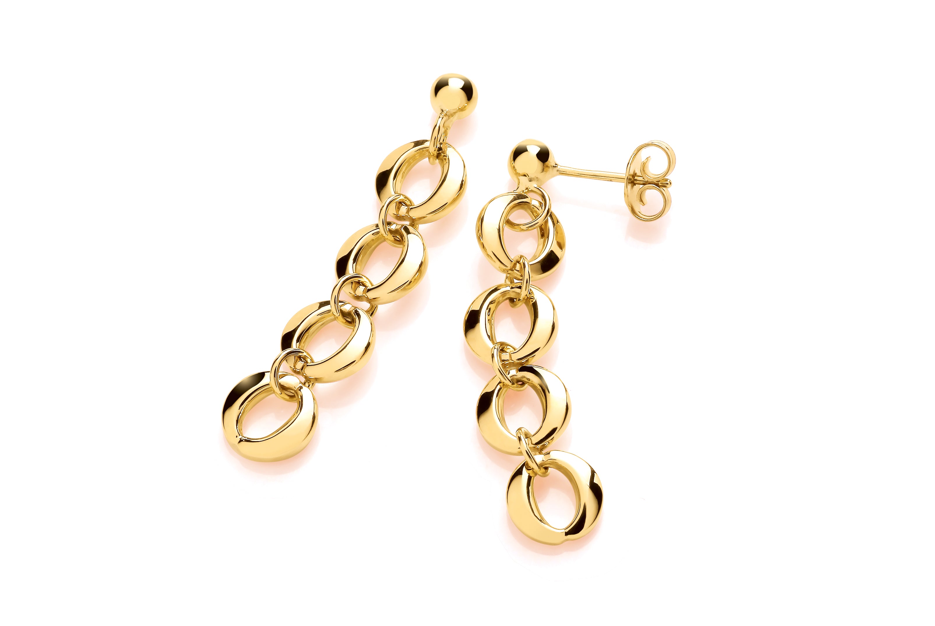 Yellow Gold Open Disc Drop Earrings