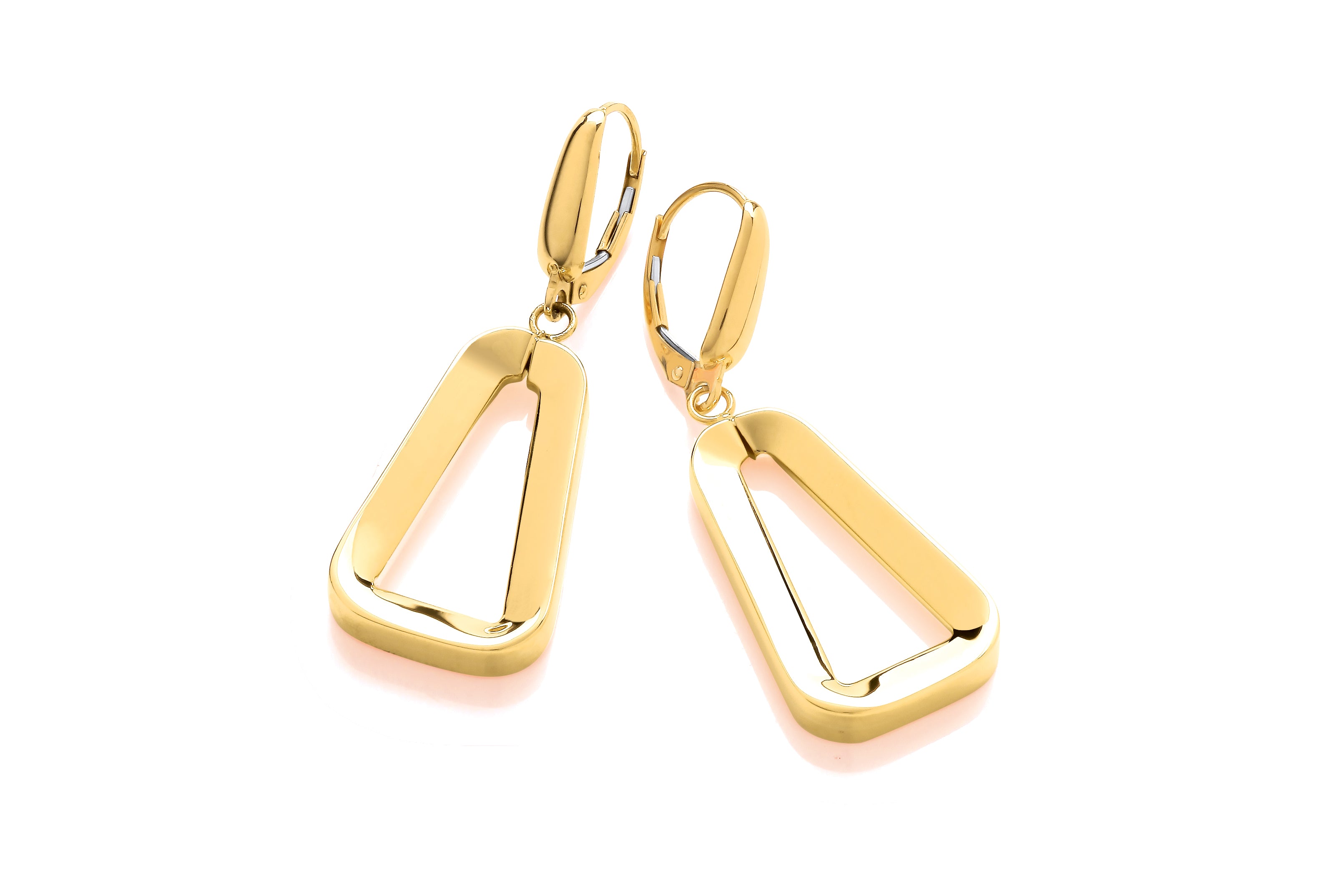 Yellow Gold Chunky Open Triangle Drop Earrings