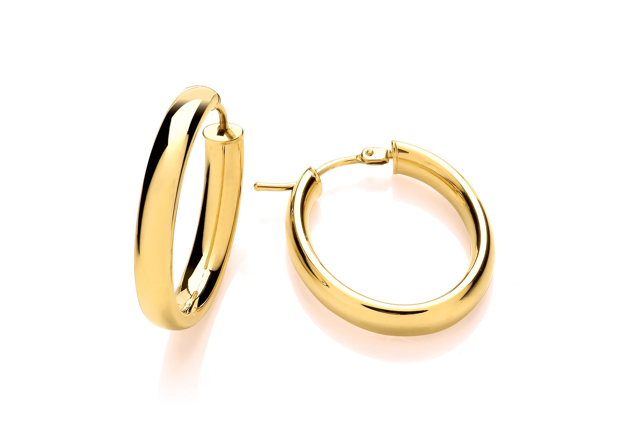 Yellow Gold Oval D Shape Oval Hoop Earrings