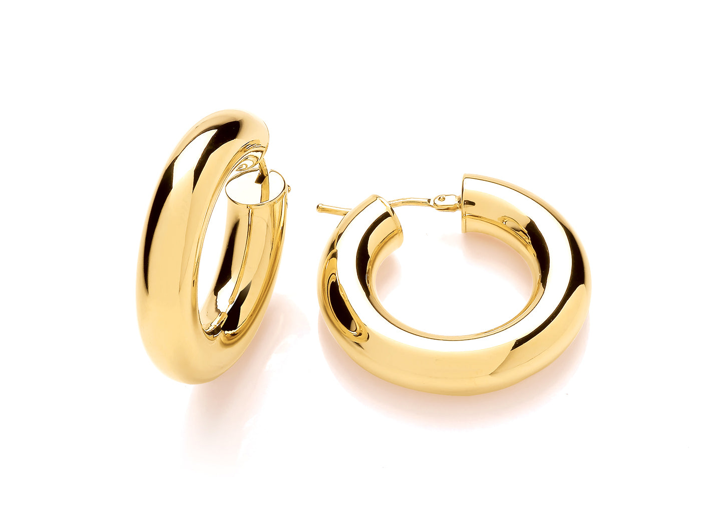 Yellow Gold Medium Chunky Tubular Hoop Earrings