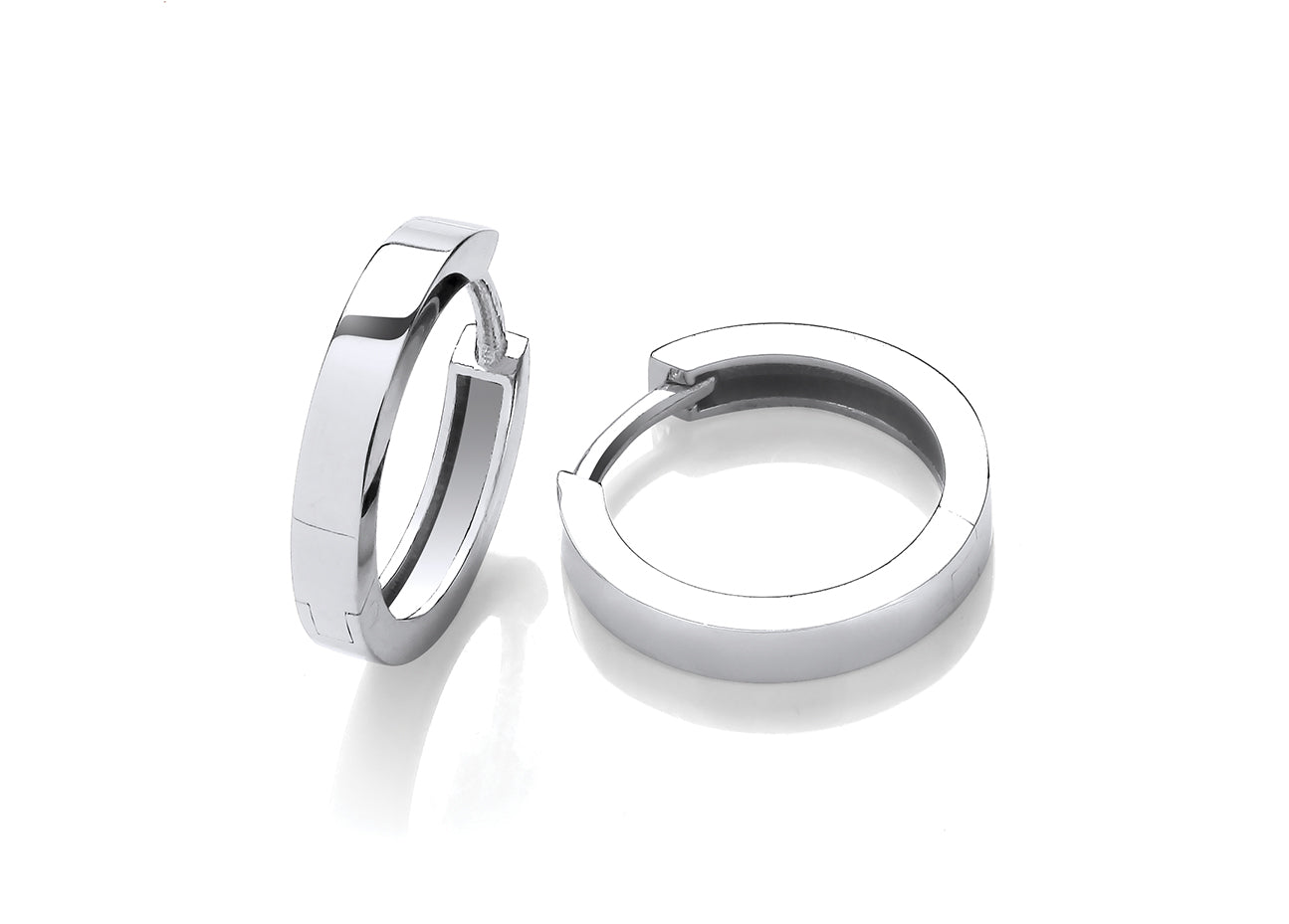 White Gold Square Narrow Huggie Earrings