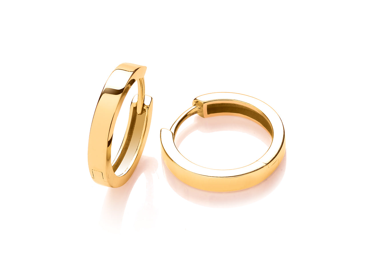 Yellow Gold Square Narrow Huggie Earrings