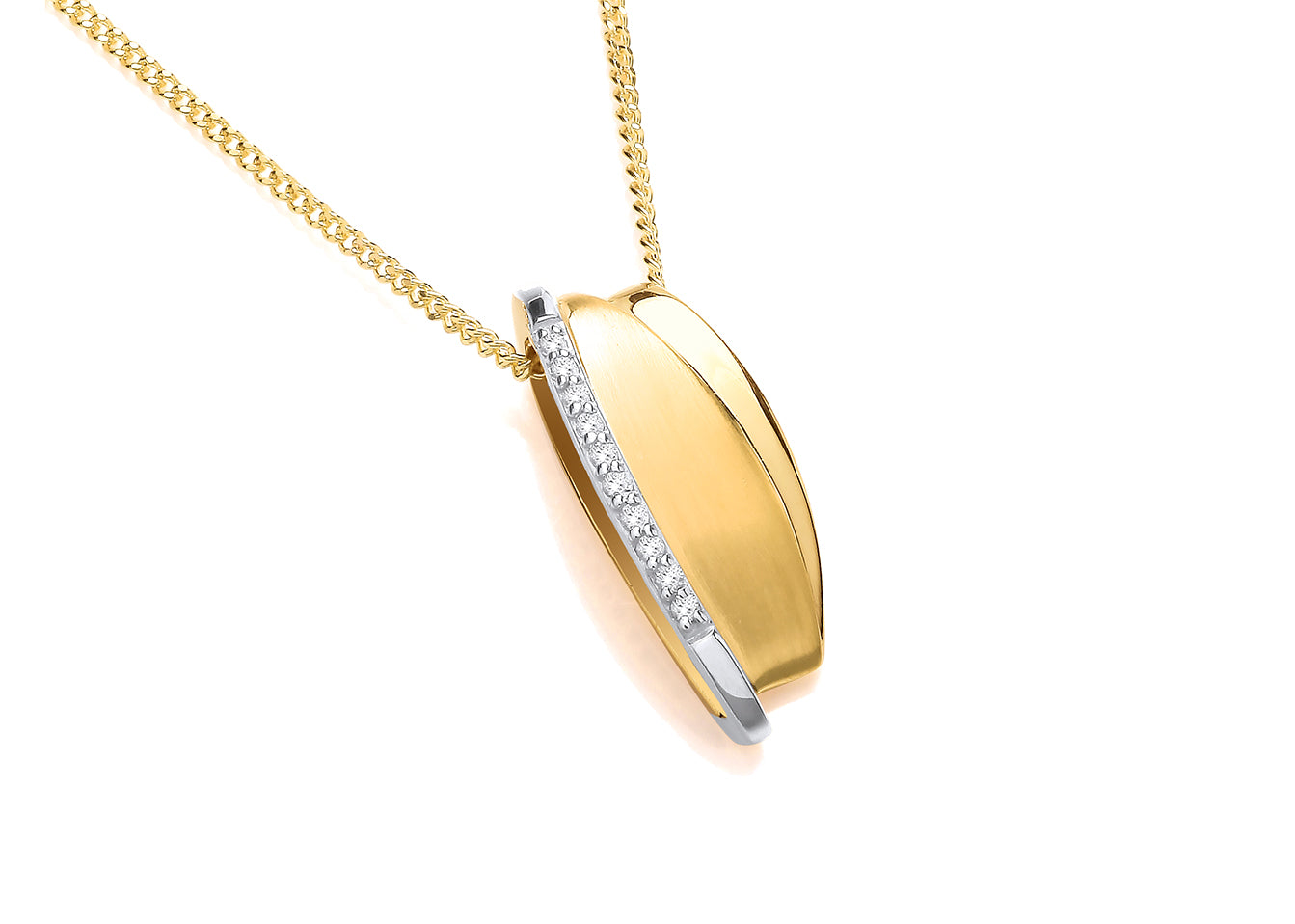 Two Colour Gold Diamond Set Tapered Pendant On Chain