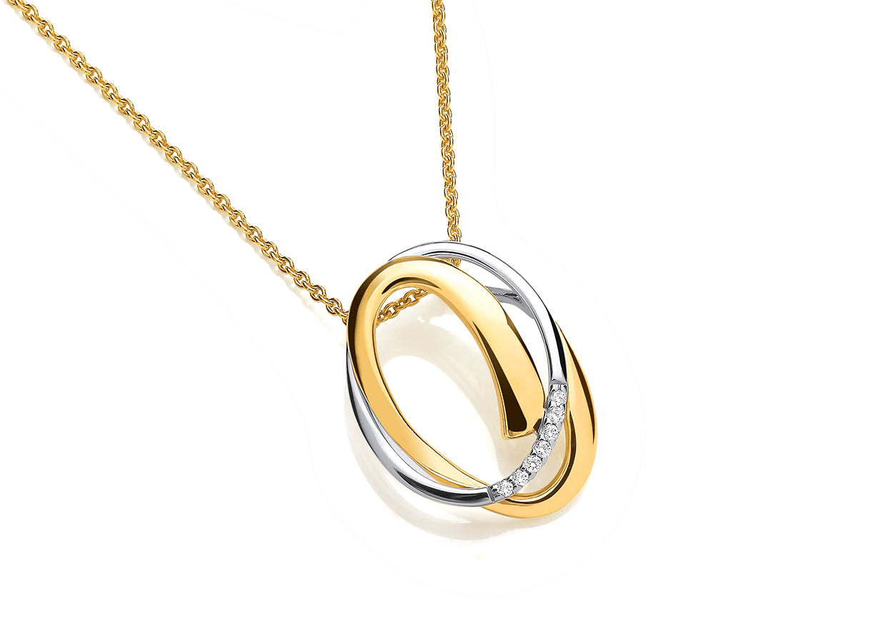 9ct Two Colour Gold Open Letter "Q" Diamond Set Pendant on Chain