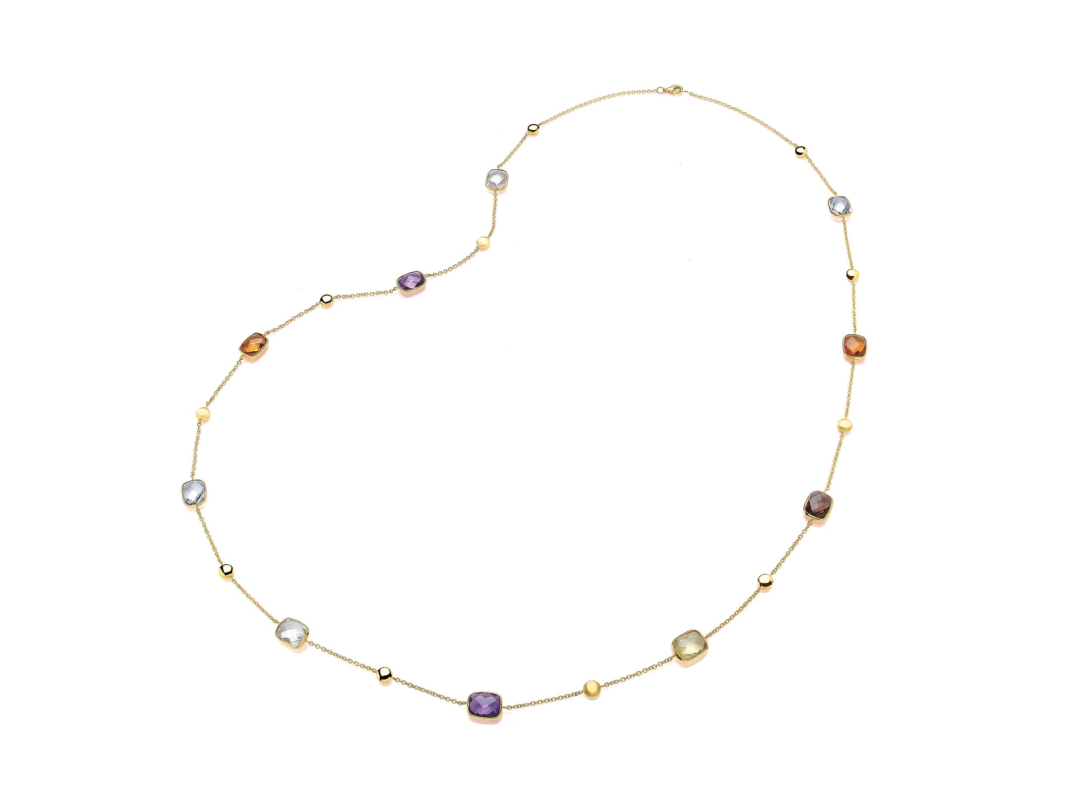 Yellow Gold Multi-Stone and Bead Station Necklet