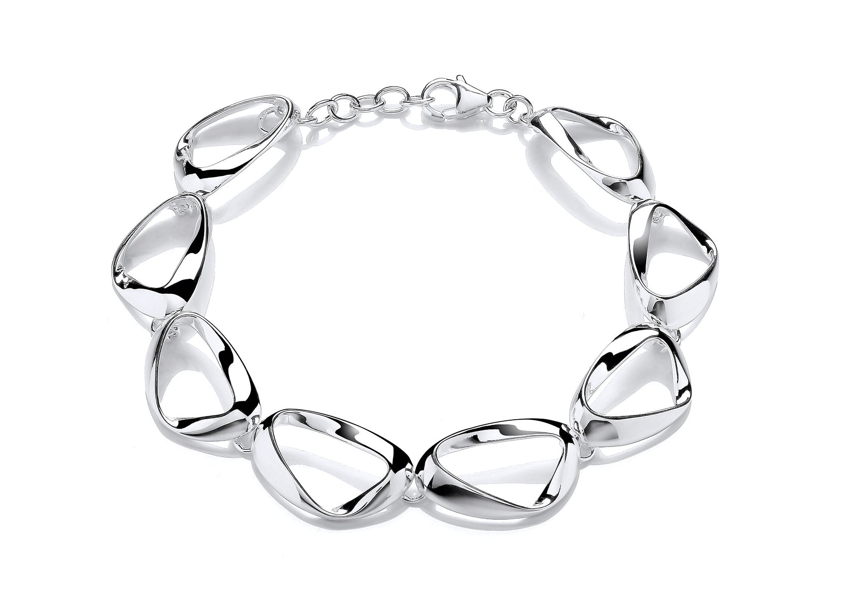 Silver Twisted Triangular Link Bracelet