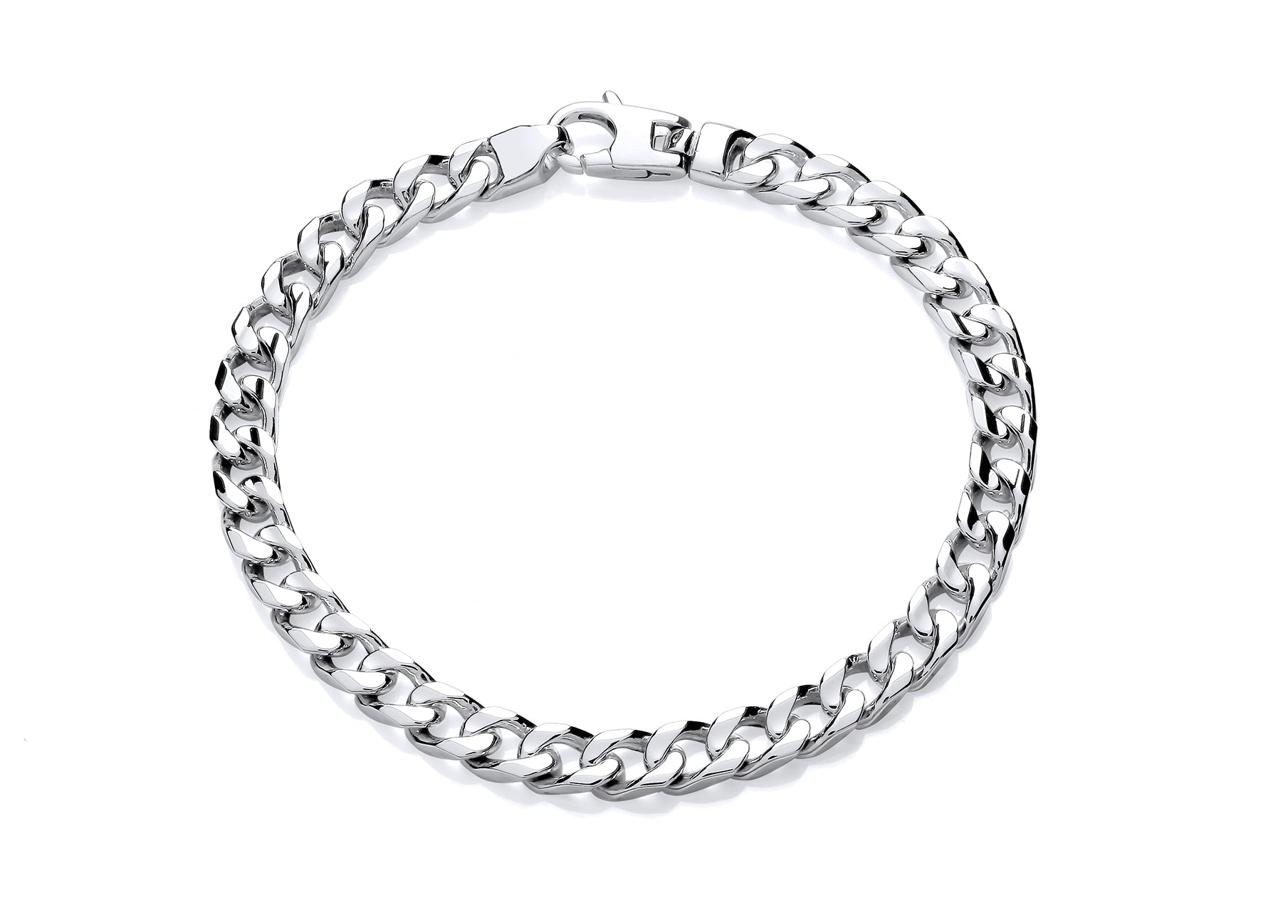 Silver Concave Square Curb Link Bracelet