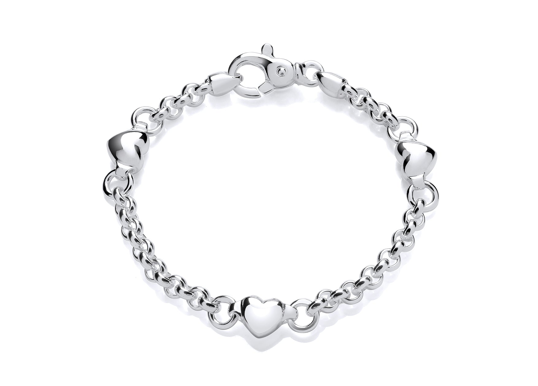 Silver Belcher Link & Heart Station Bracelet