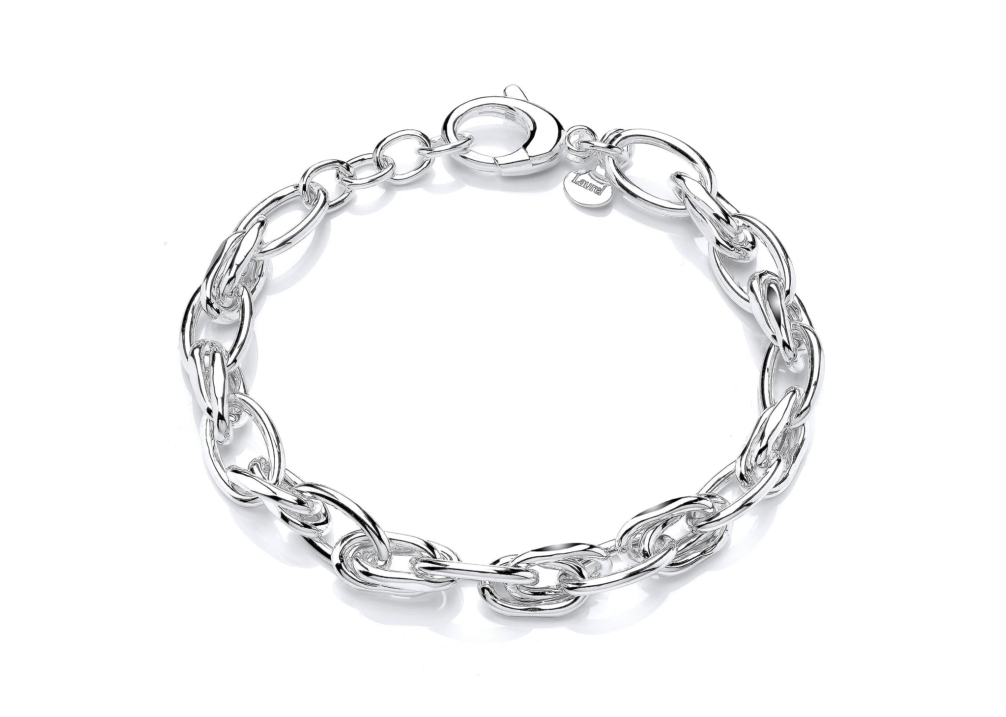 Silver Oval Link & Double X-Over Bracelet