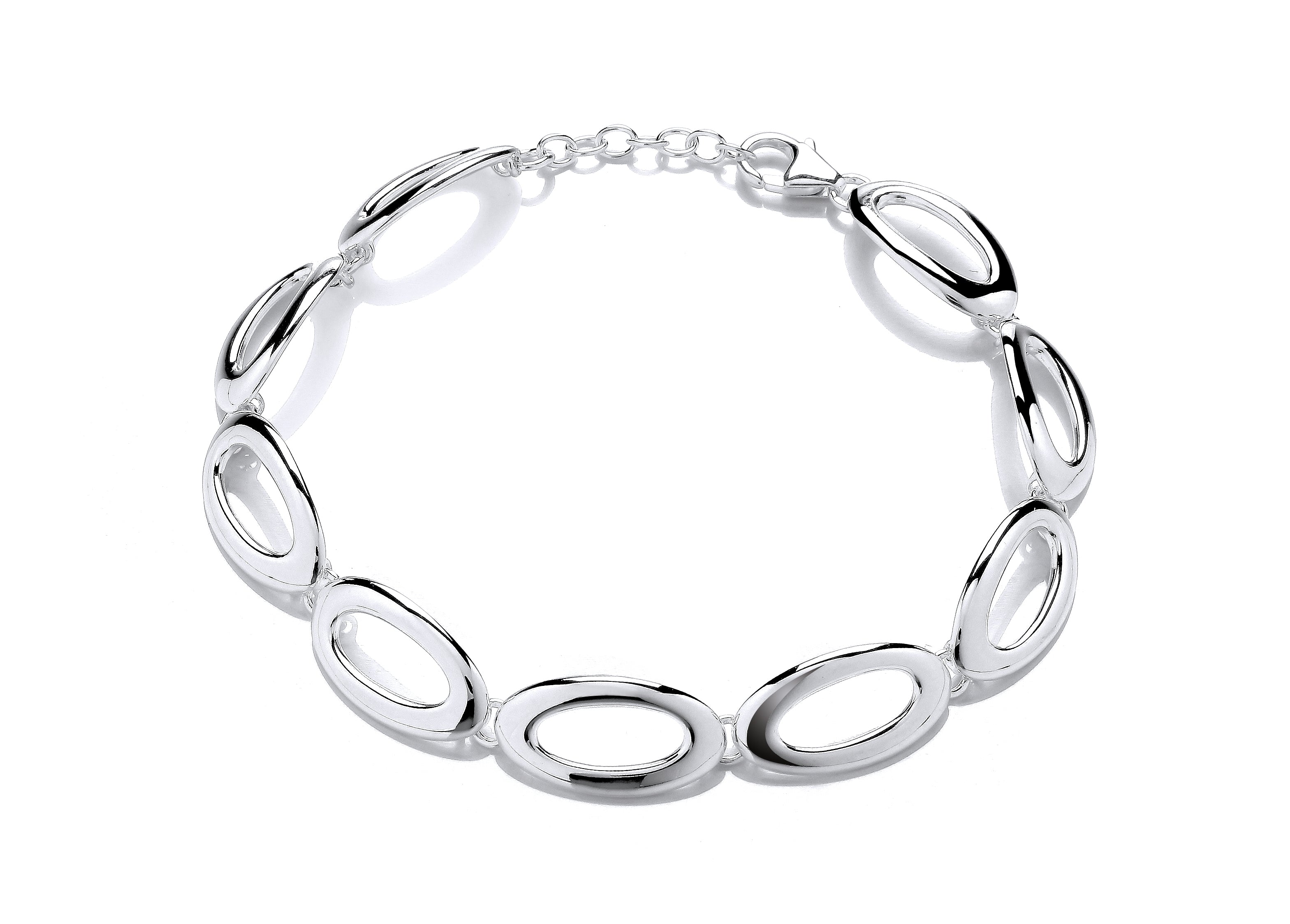 Silver Oval Open Links Bracelet