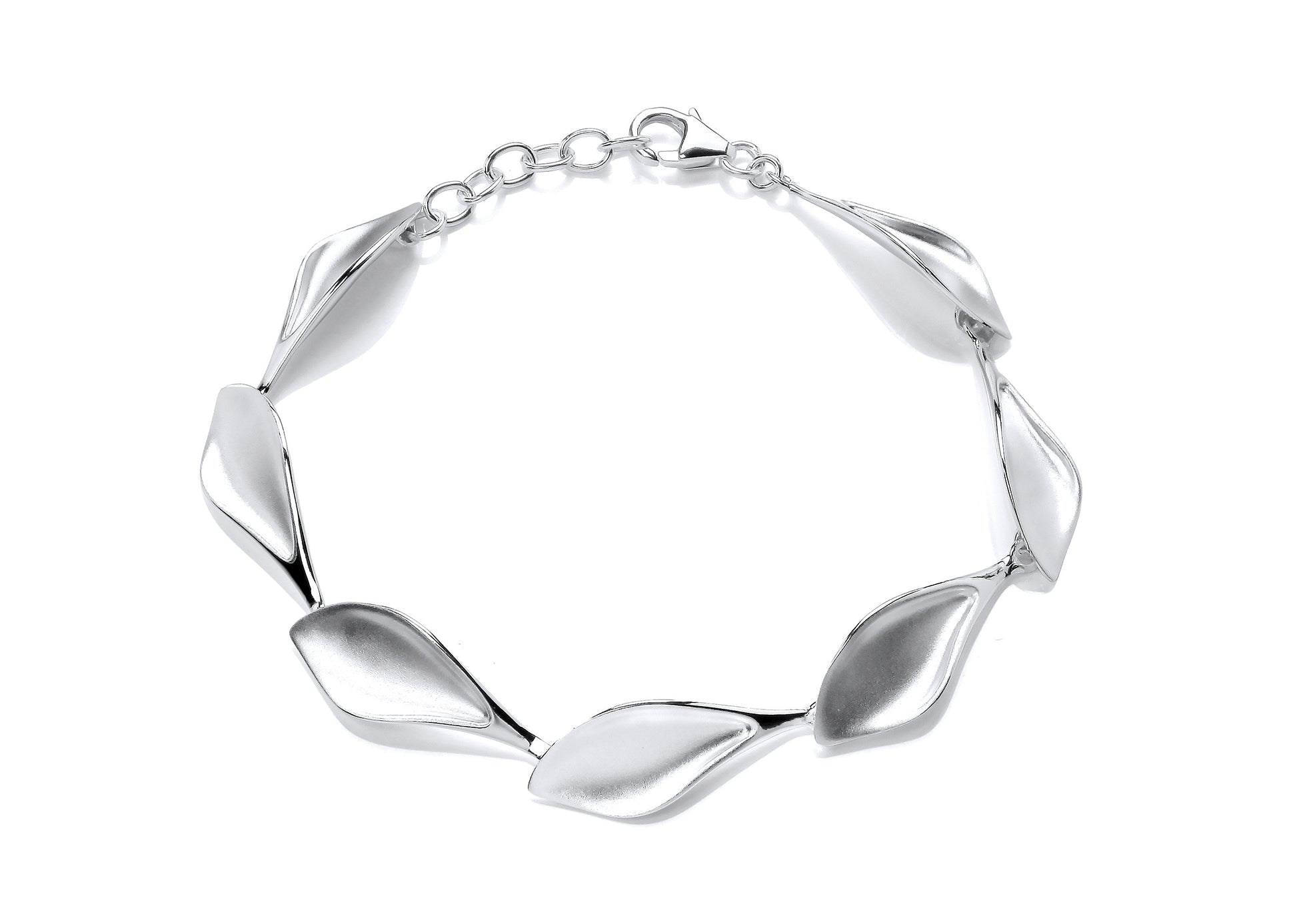 Silver Concave Fancy Link Bracelet