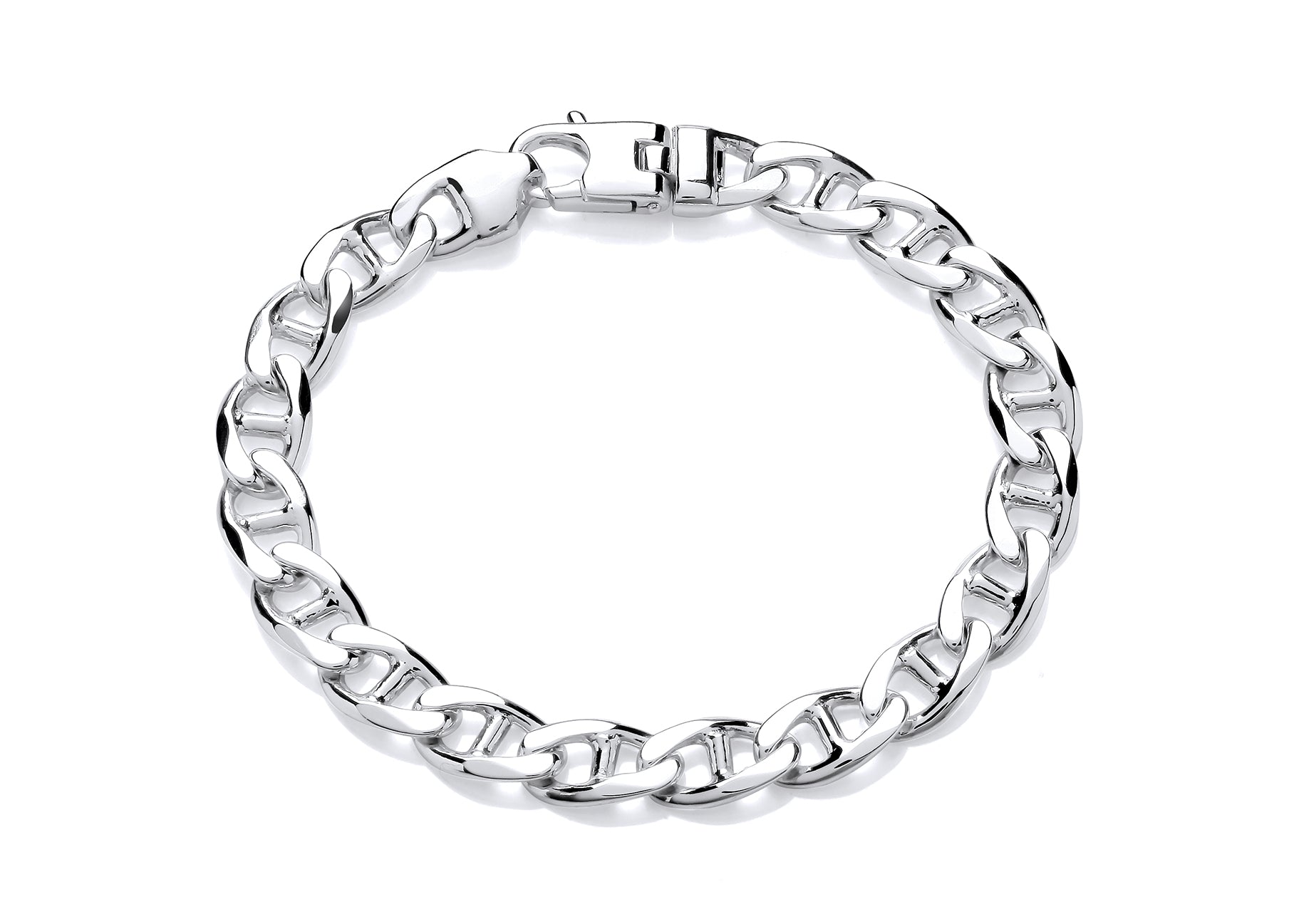 Silver Flat Marine Link Bracelet