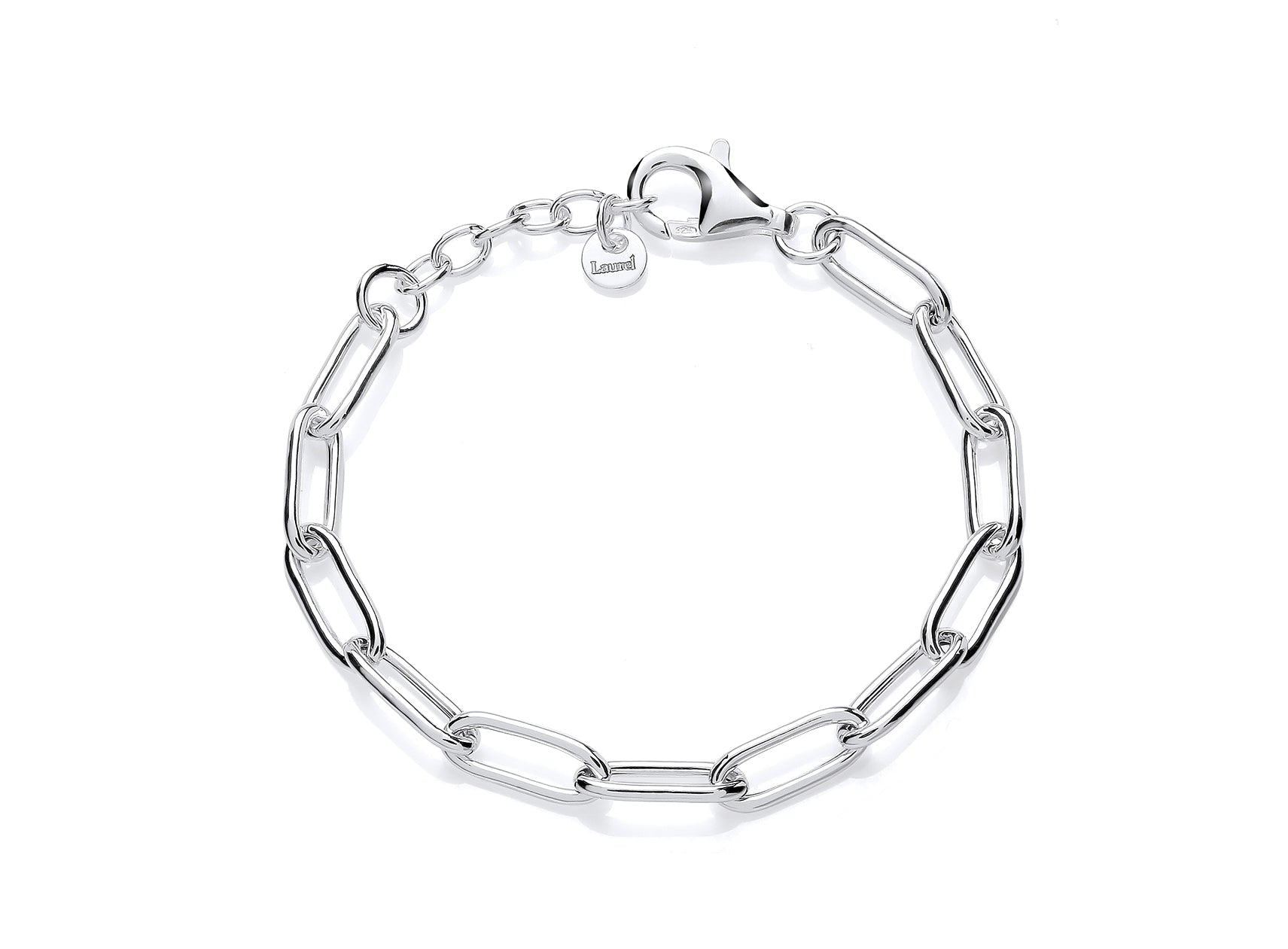 Silver Small Open Oblong Link Bracelet