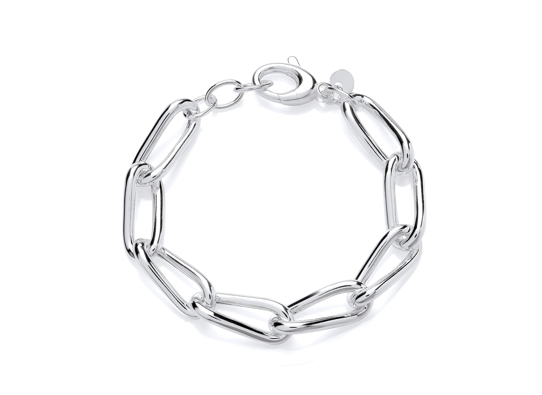 Silver Open Oval Twisted Link Bracelet