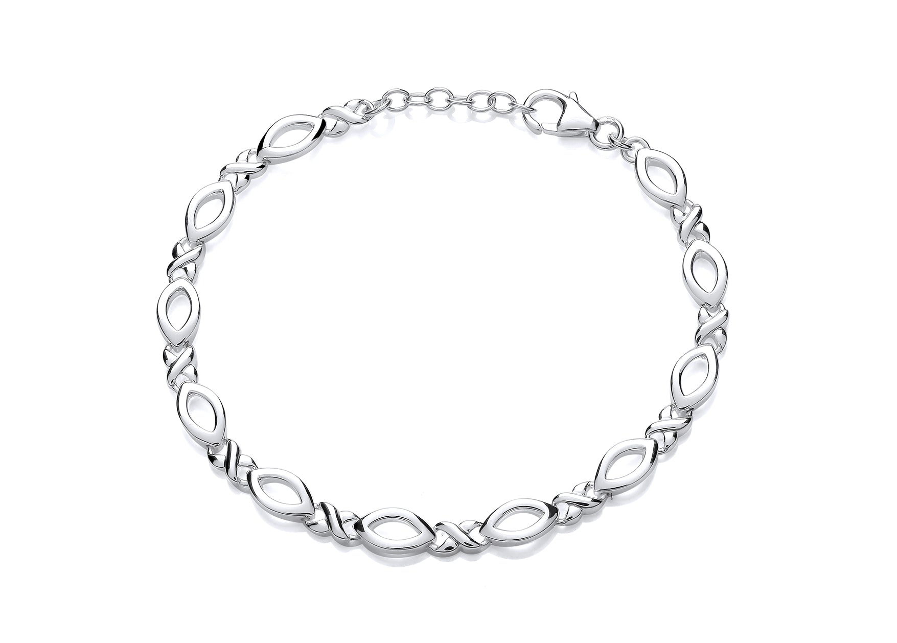 Silver Open "Eye" & Kiss Link Bracelet