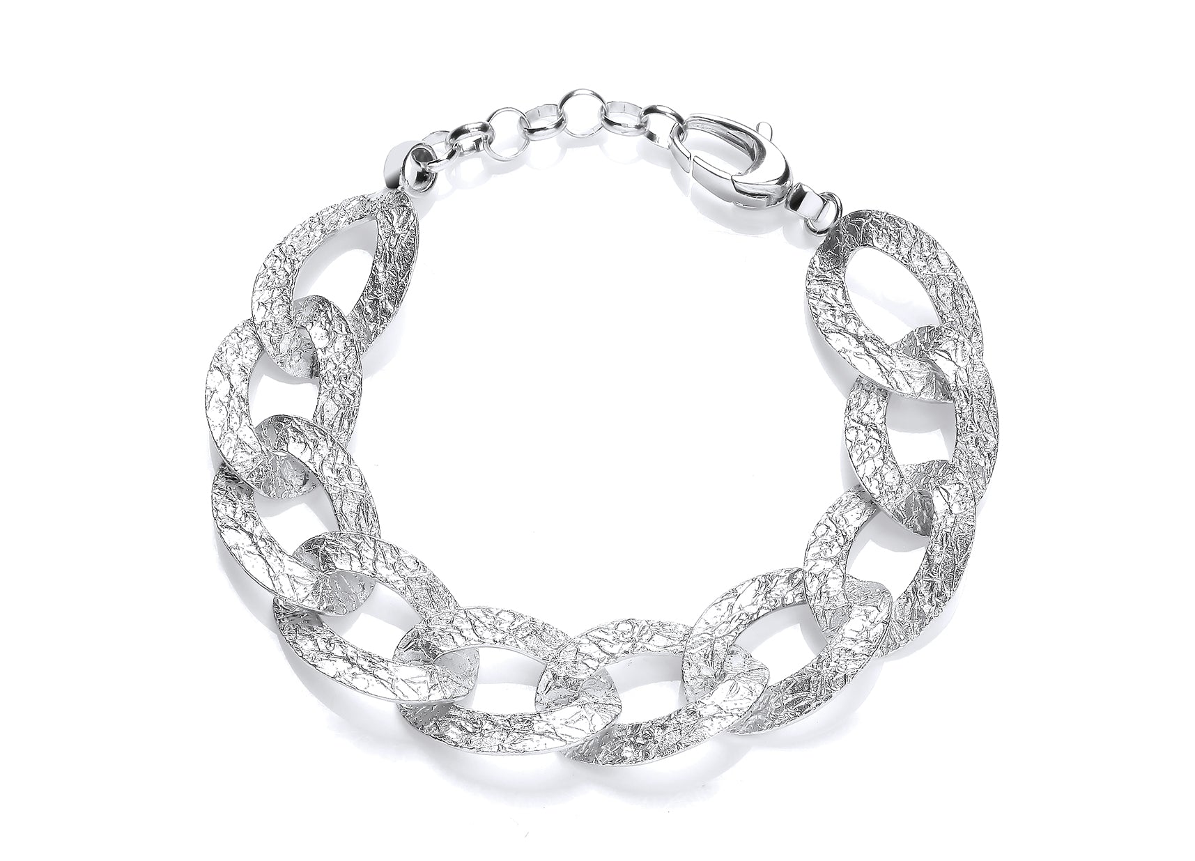 Silver Large Stardust Open Oval Link Bracelet