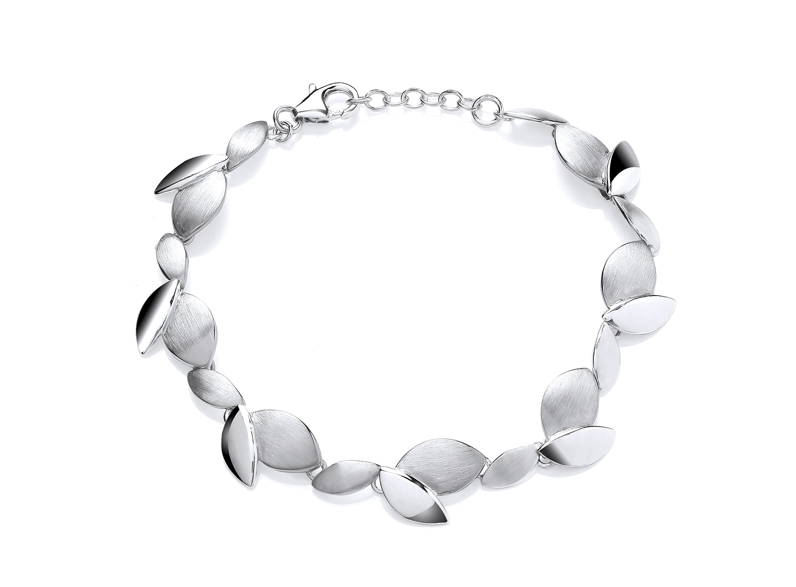 Silver Large & Small Leaf Link Bracelet