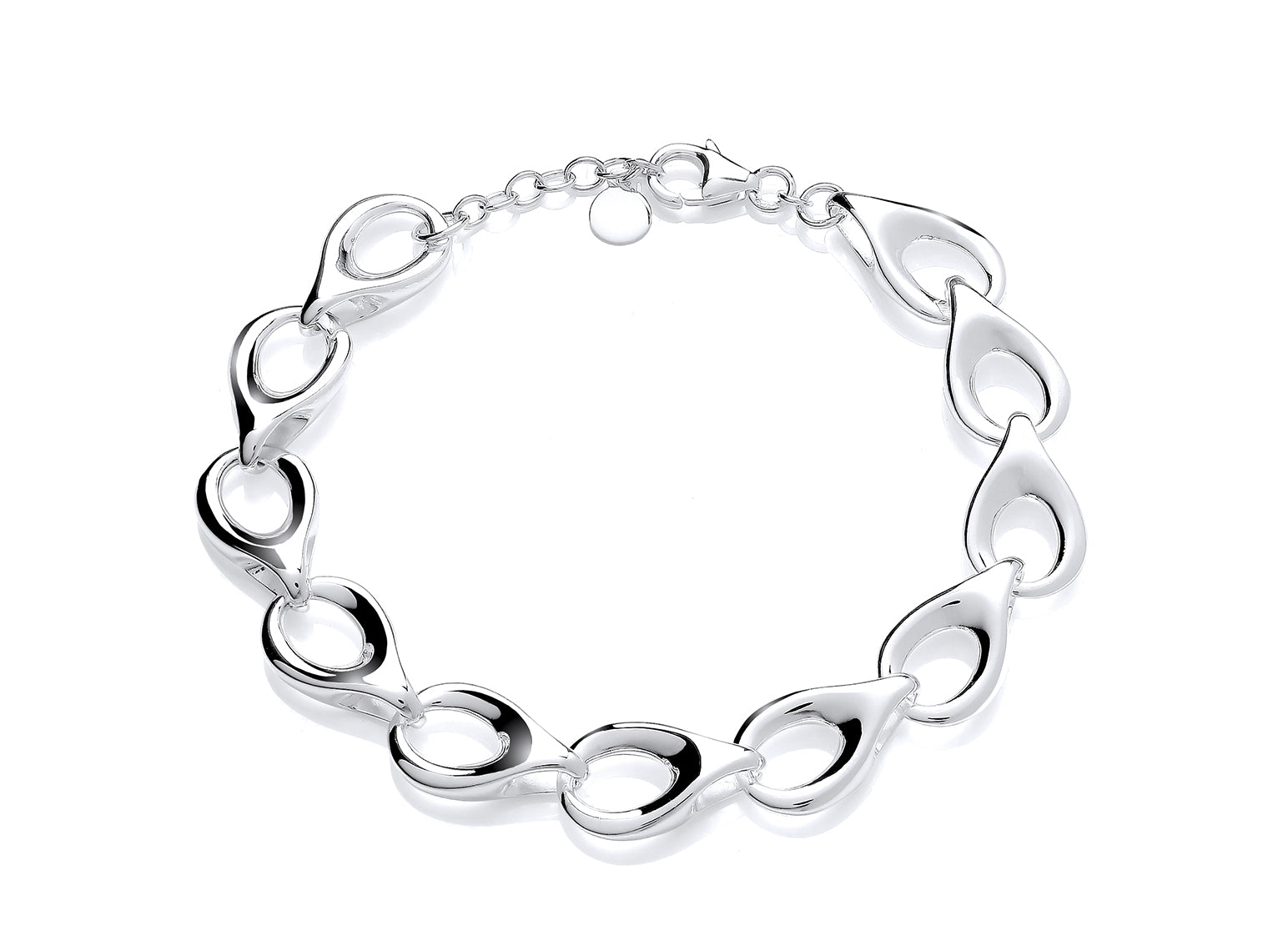 Silver Open Teardrop Link Bracelet