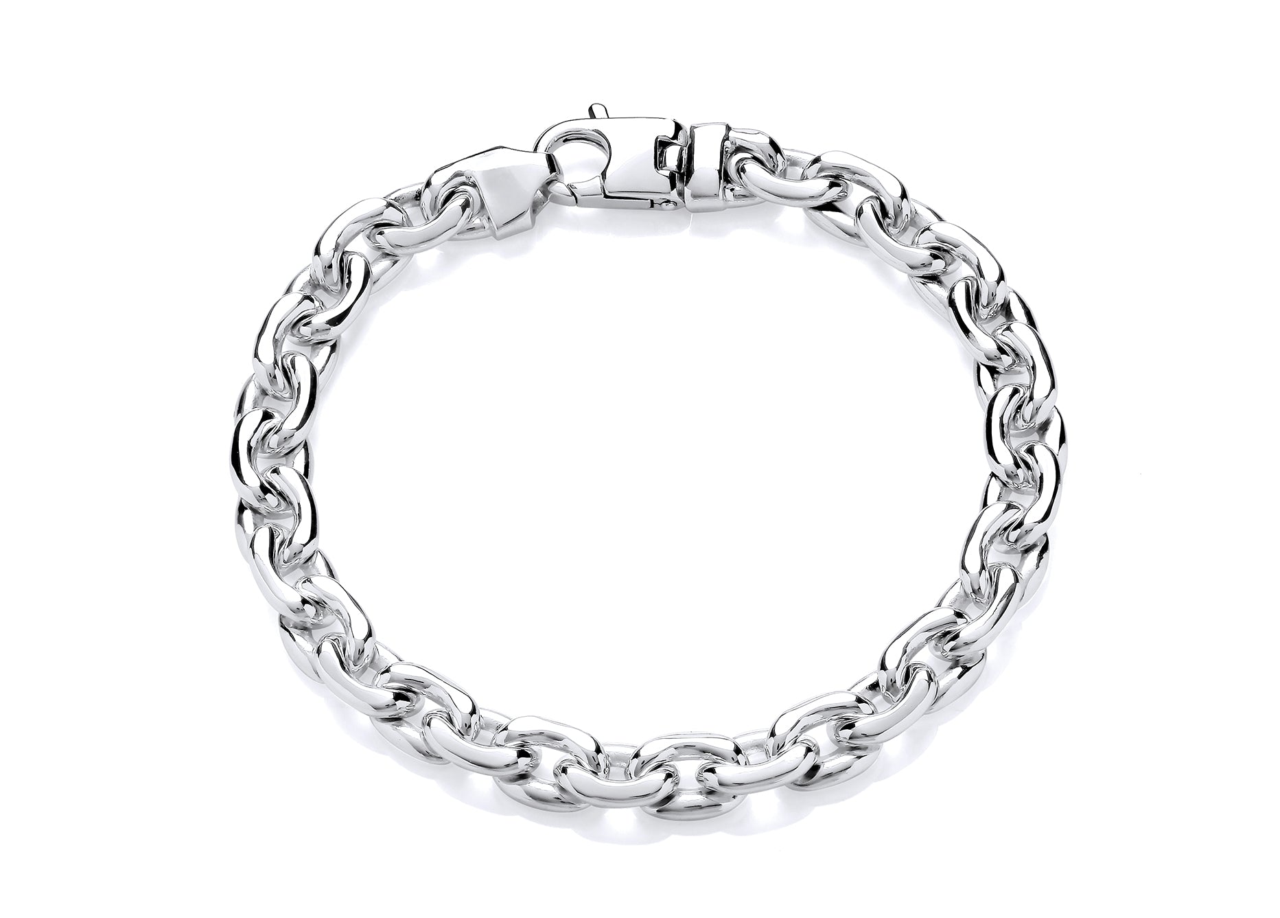 Silver Heavy Flattened Curb Link Bracelet