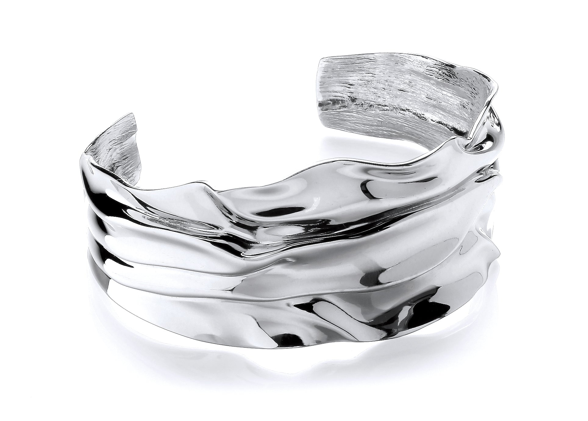 Silver Fancy Tapering Wavy Cuff Bangle