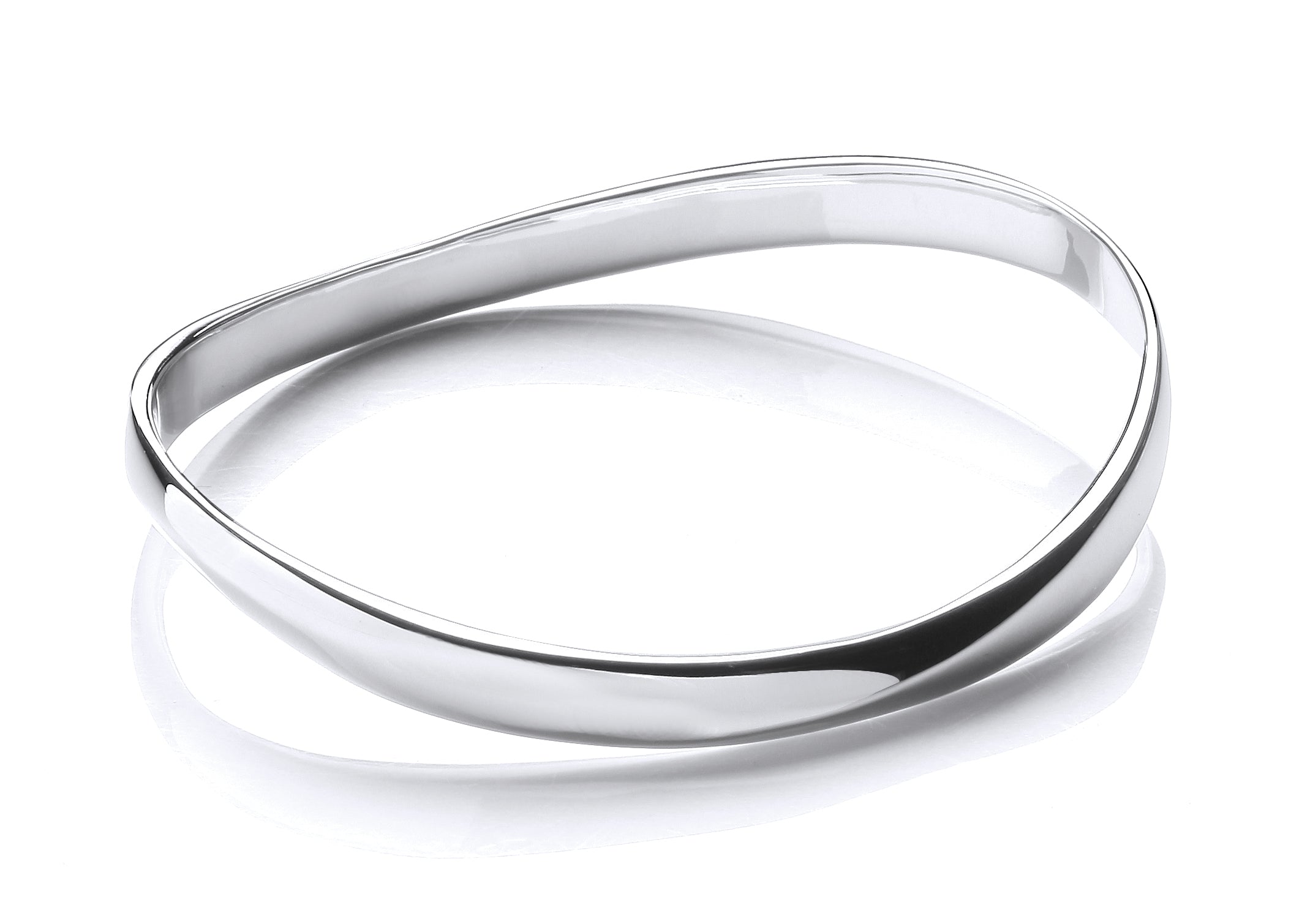 Silver Wavy Oval Slave Bangle