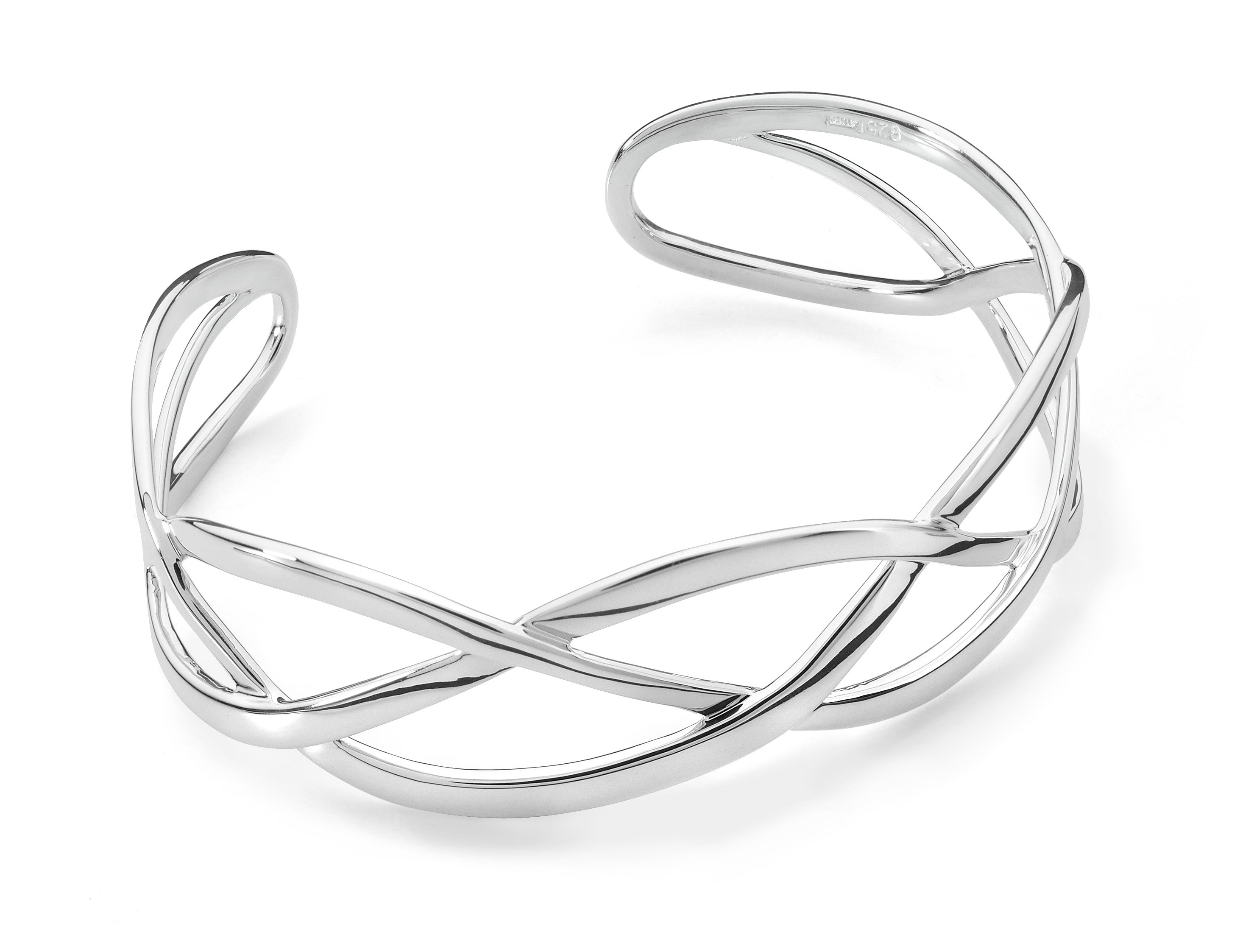 Silver Wavy Entwined Cuff Bangle