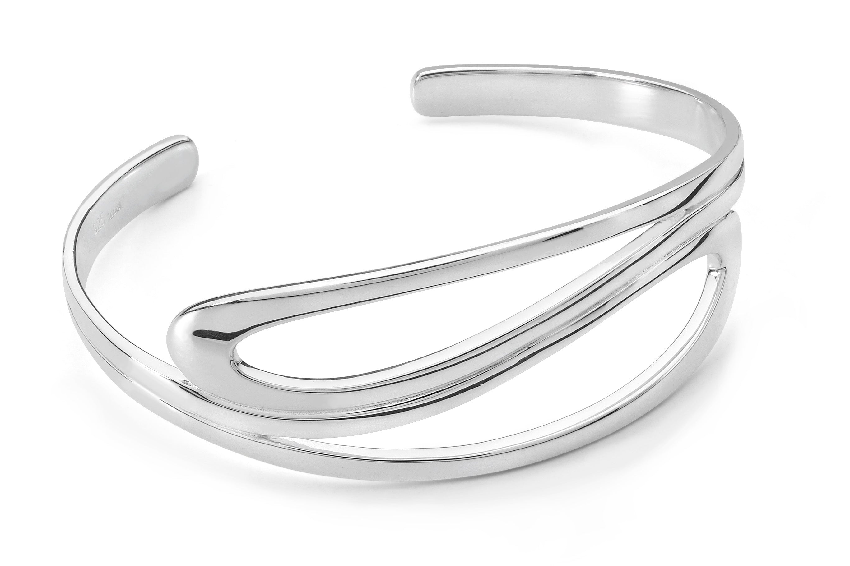 Silver Fancy X-Over Loops Cuff Bangle