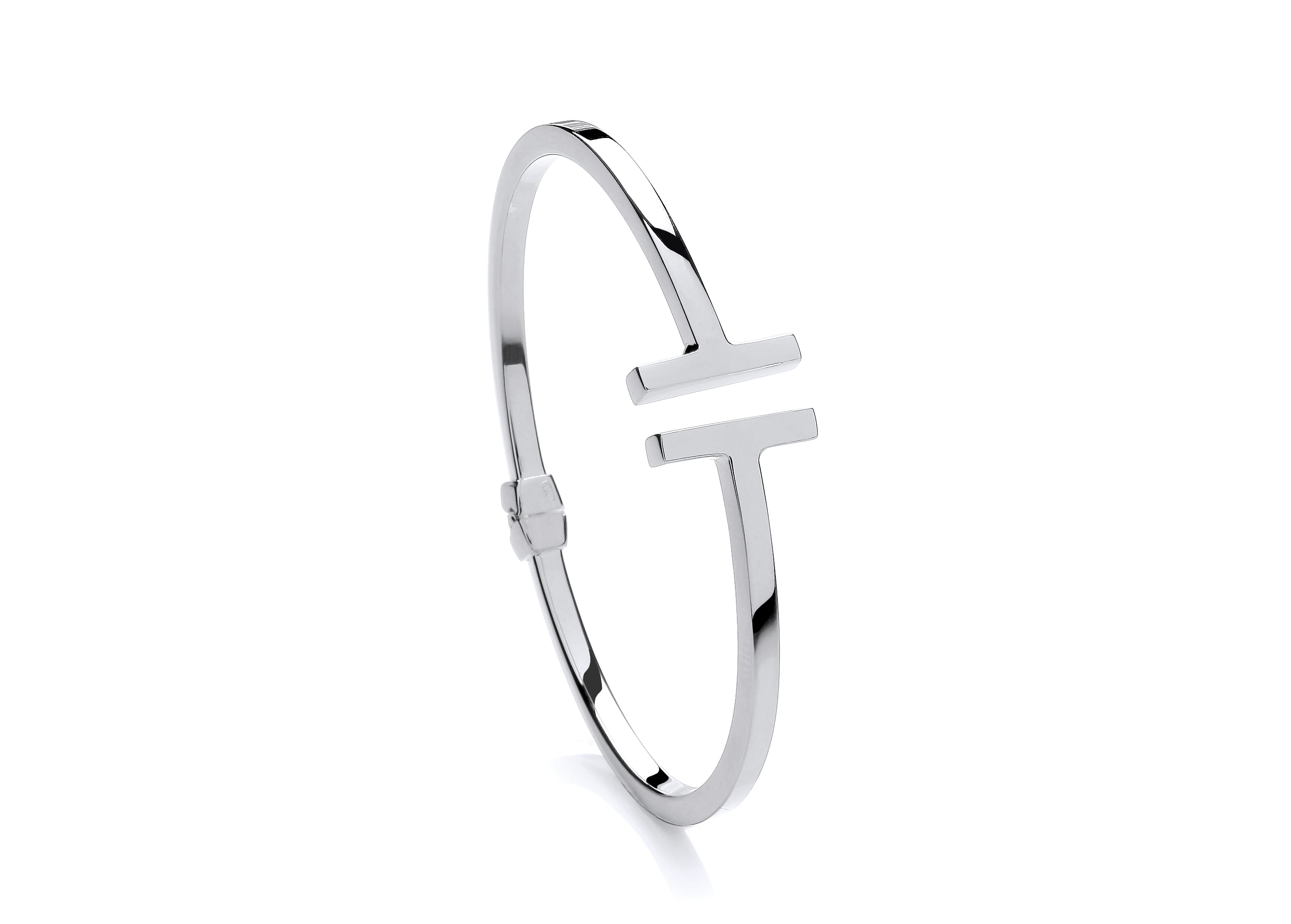 Silver Hollow Sprung Torque-Style Bangle