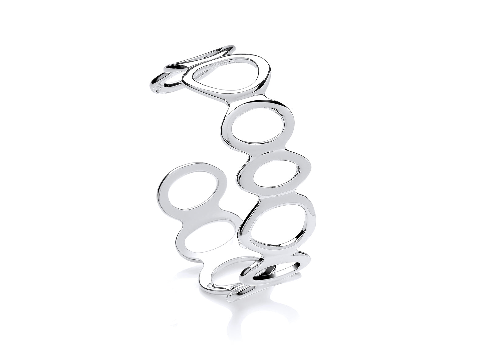 Silver Fancy Ovals Cuff Bangle