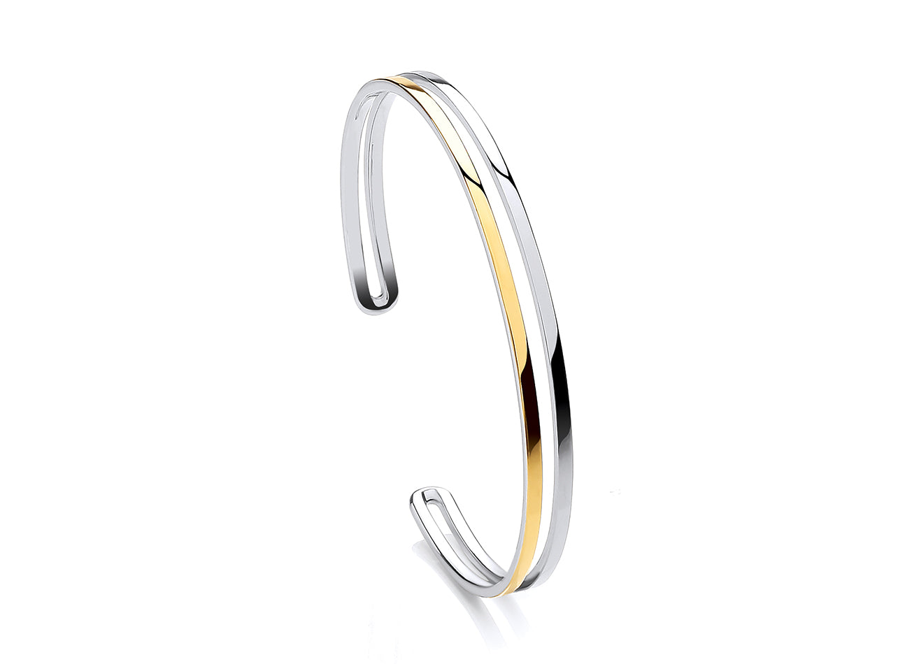 Silver & Silver Vermeille Plated Split Cuff Bangle