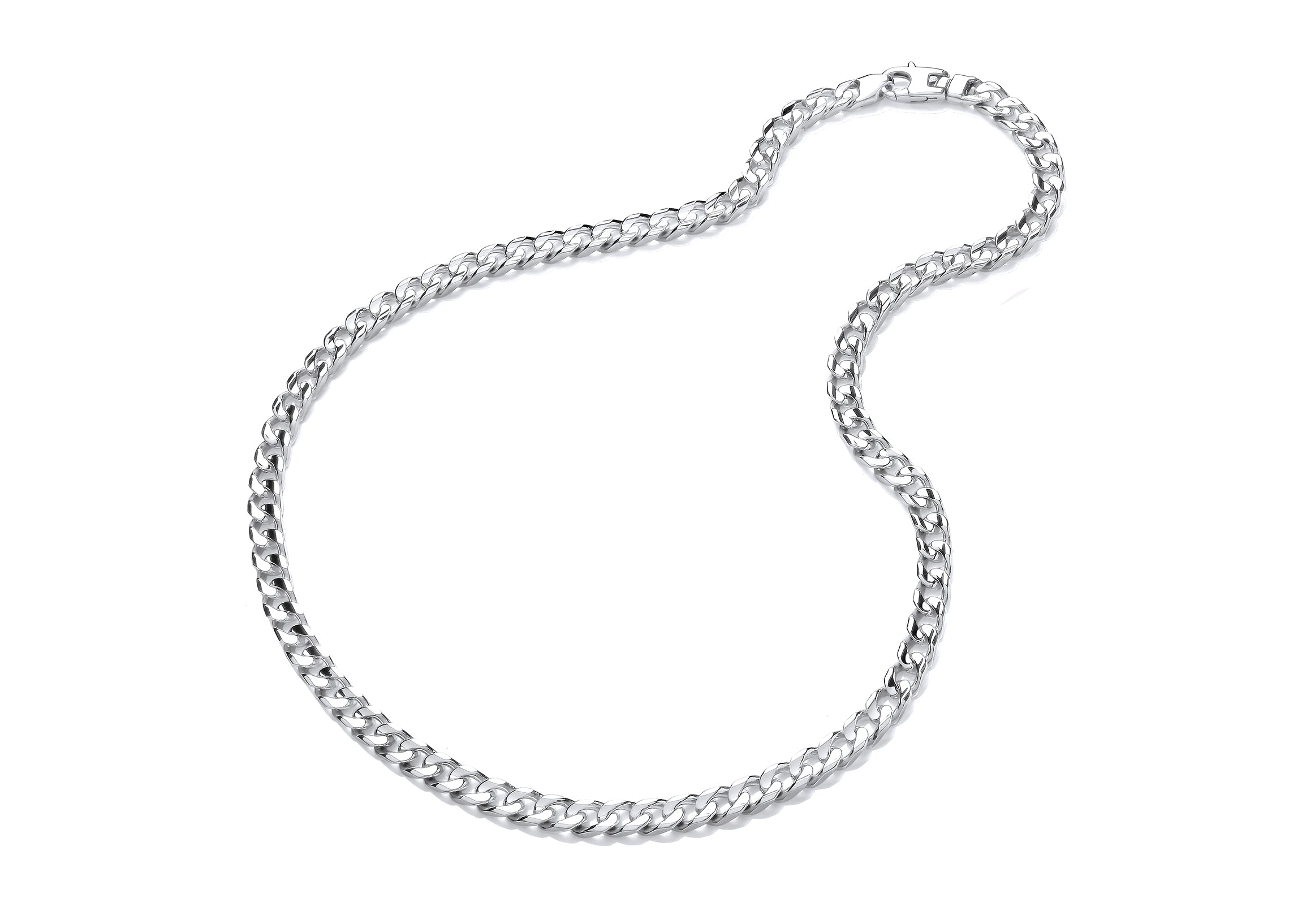 Silver Concave Square Curb Link Necklet