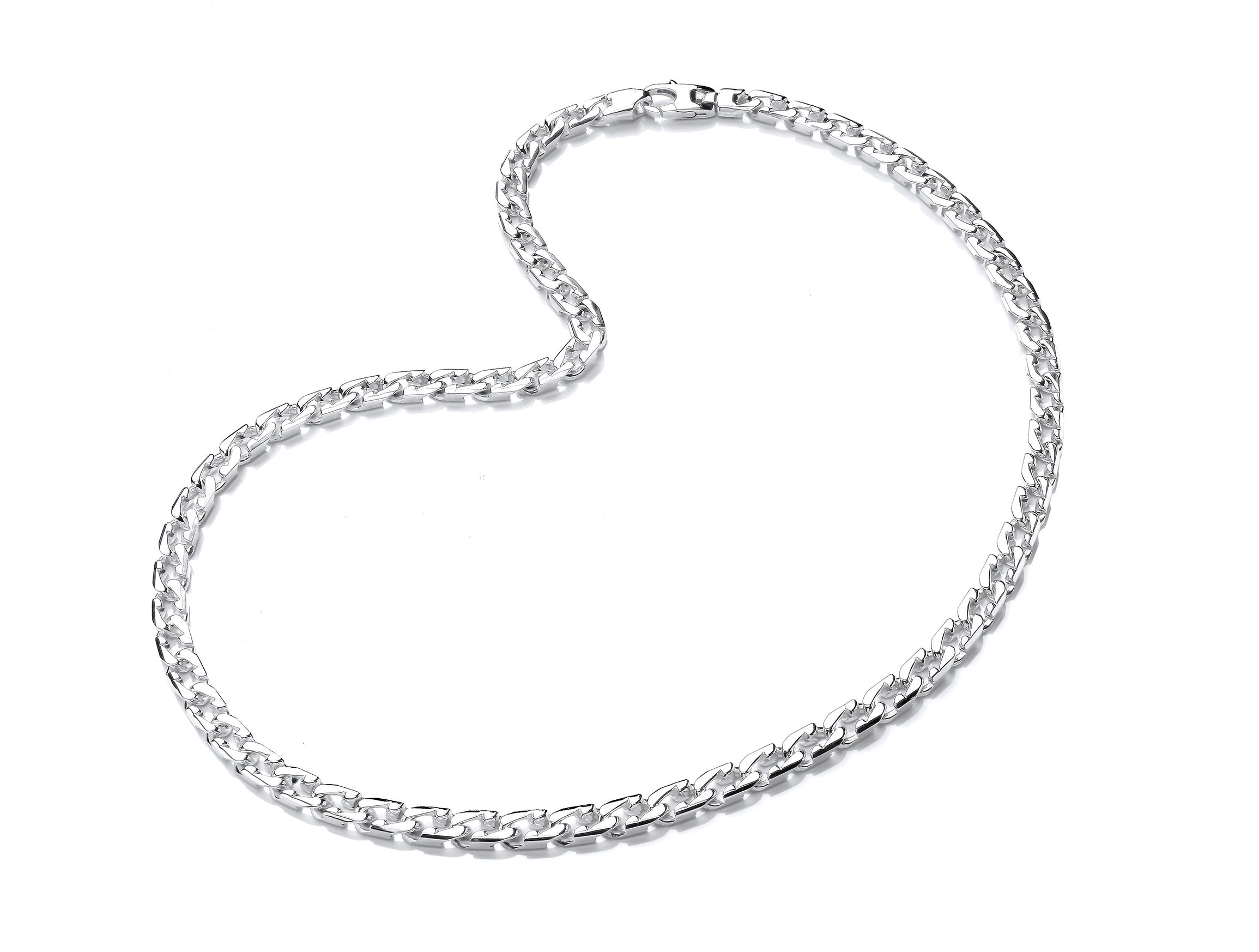 Silver Fancy Chamfered Curb Link Necklet