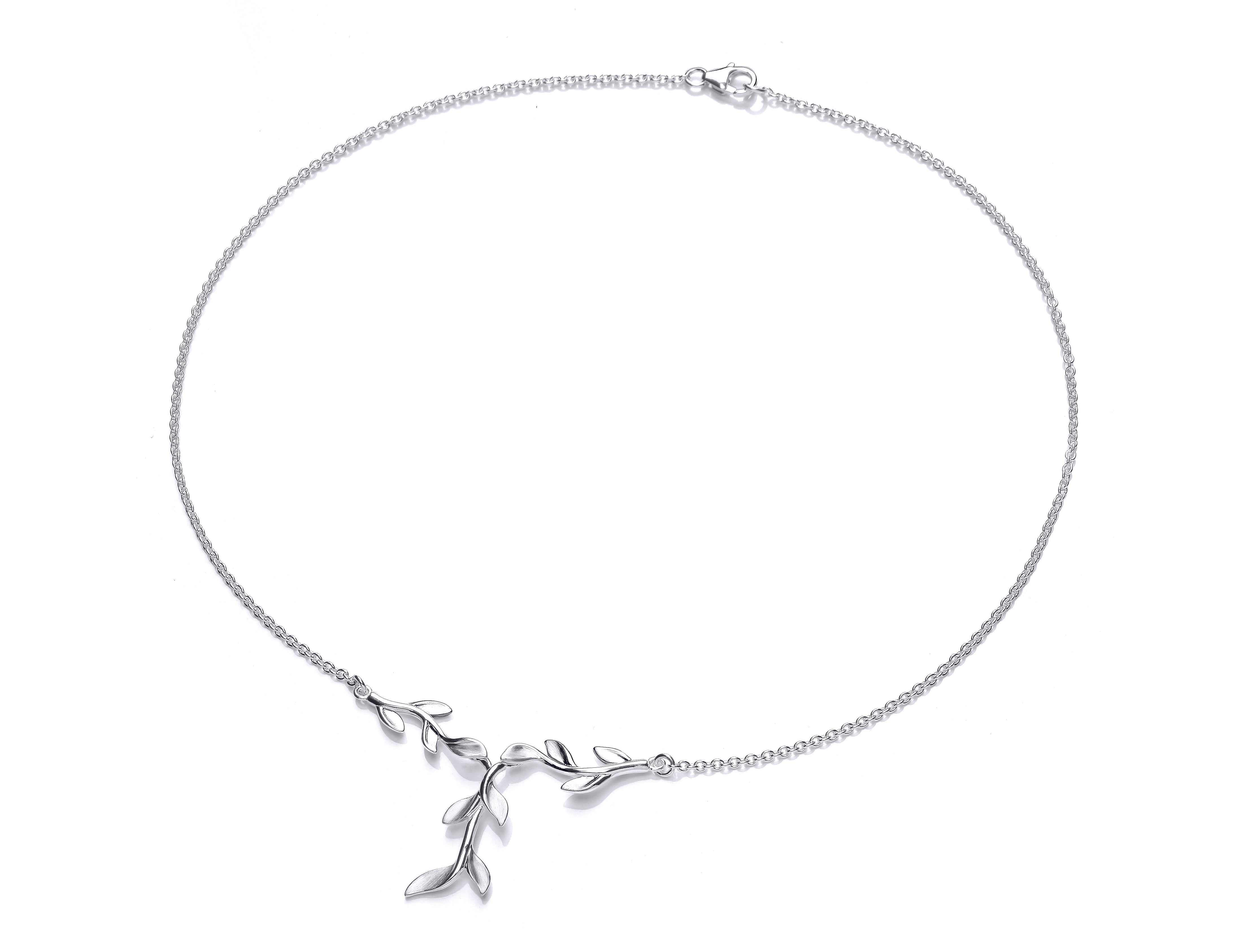 Silver Branch & Leaves Pendant on Chain