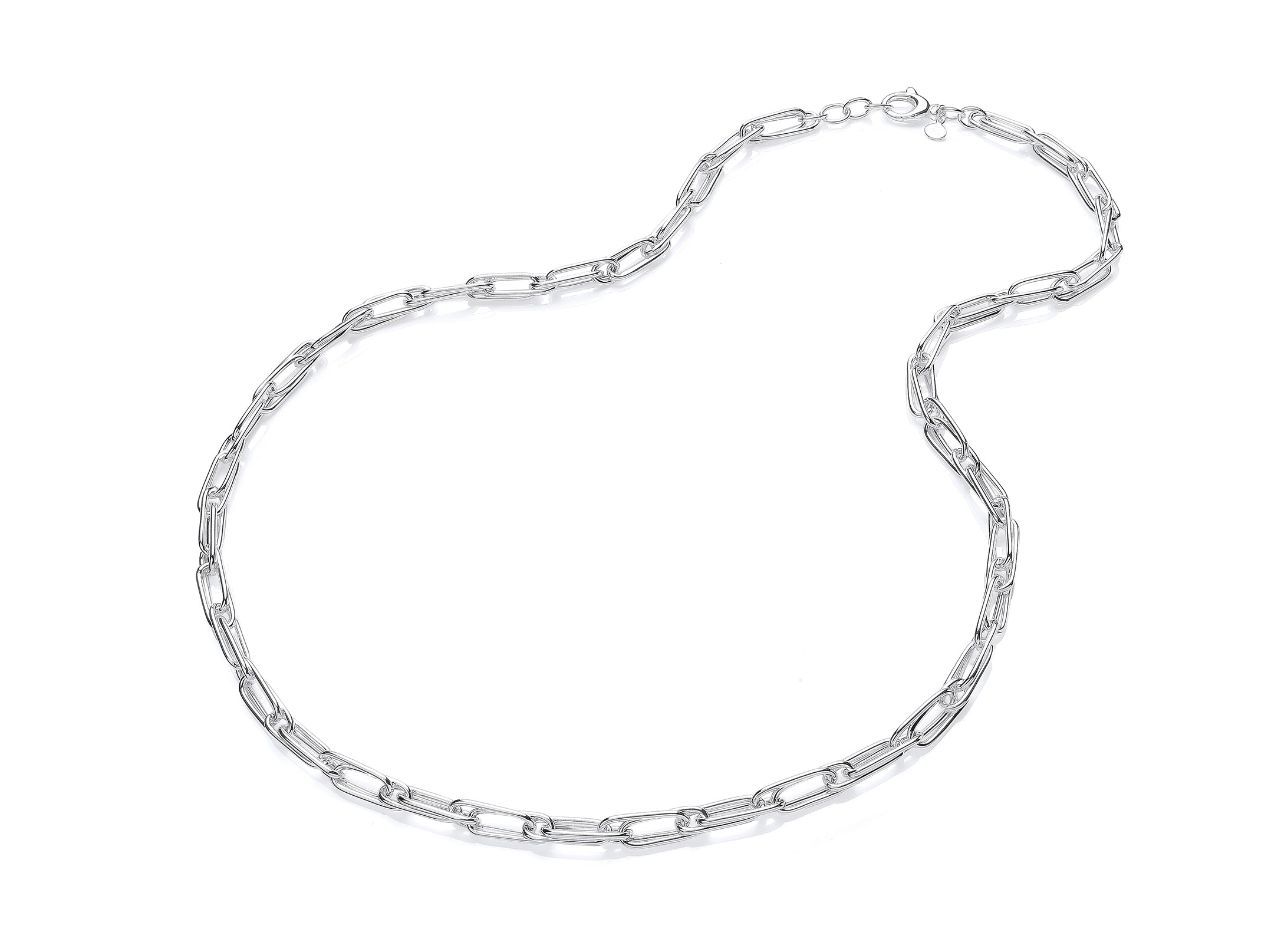 Silver Double Oval Open Link Necklet