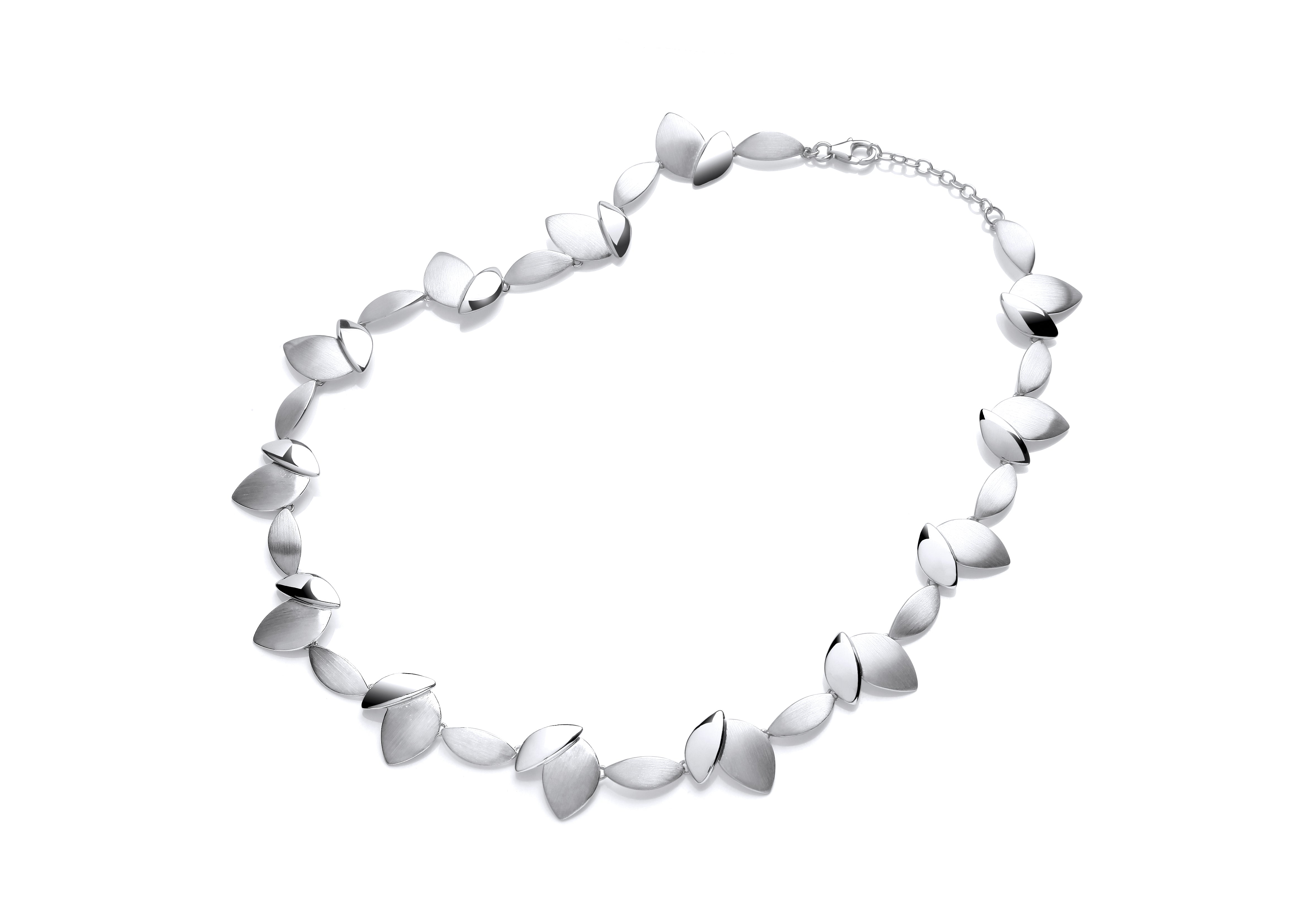 Silver Large & Small Leaf Link Necklet