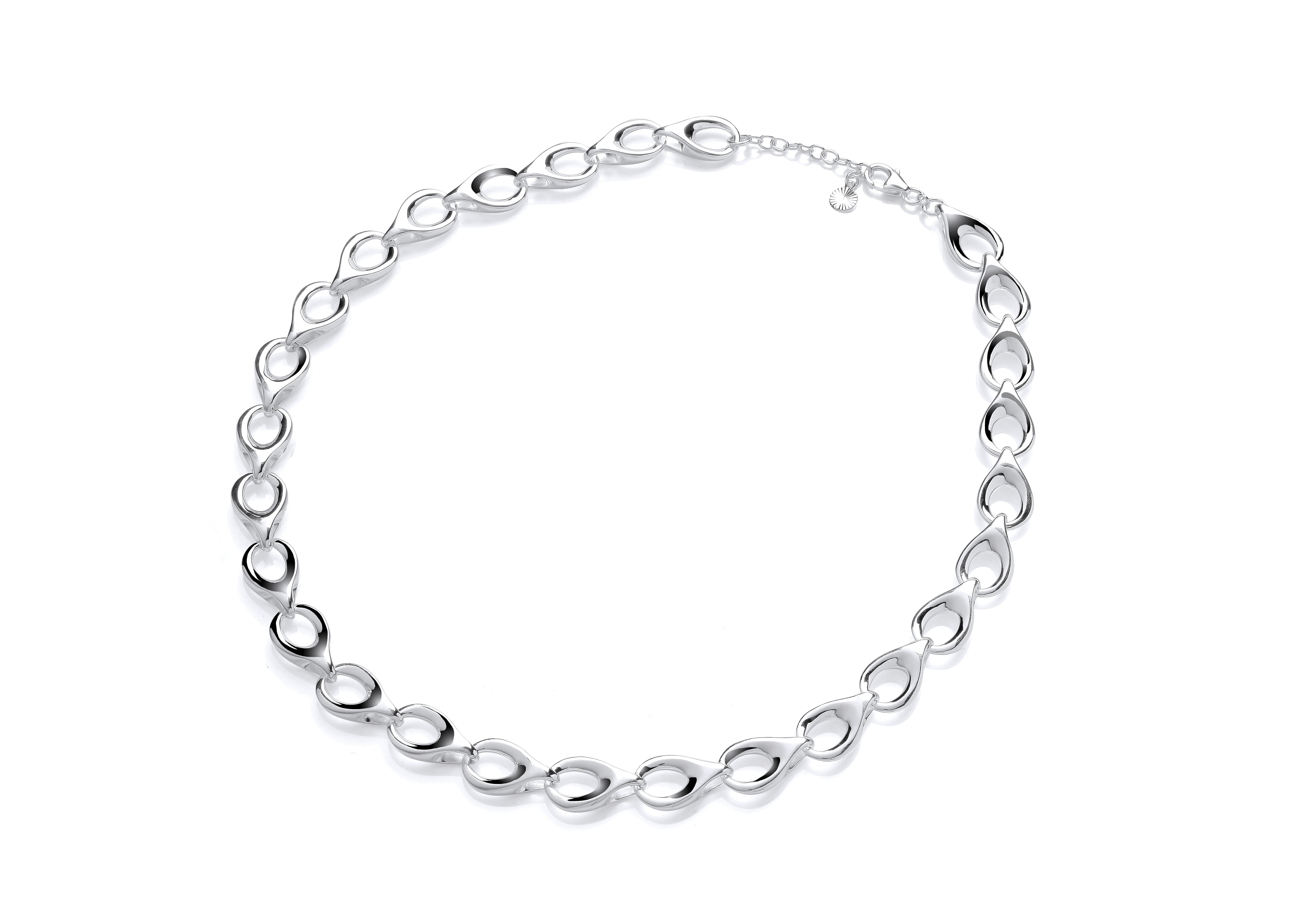 Silver Open Teardrop Link Necklet