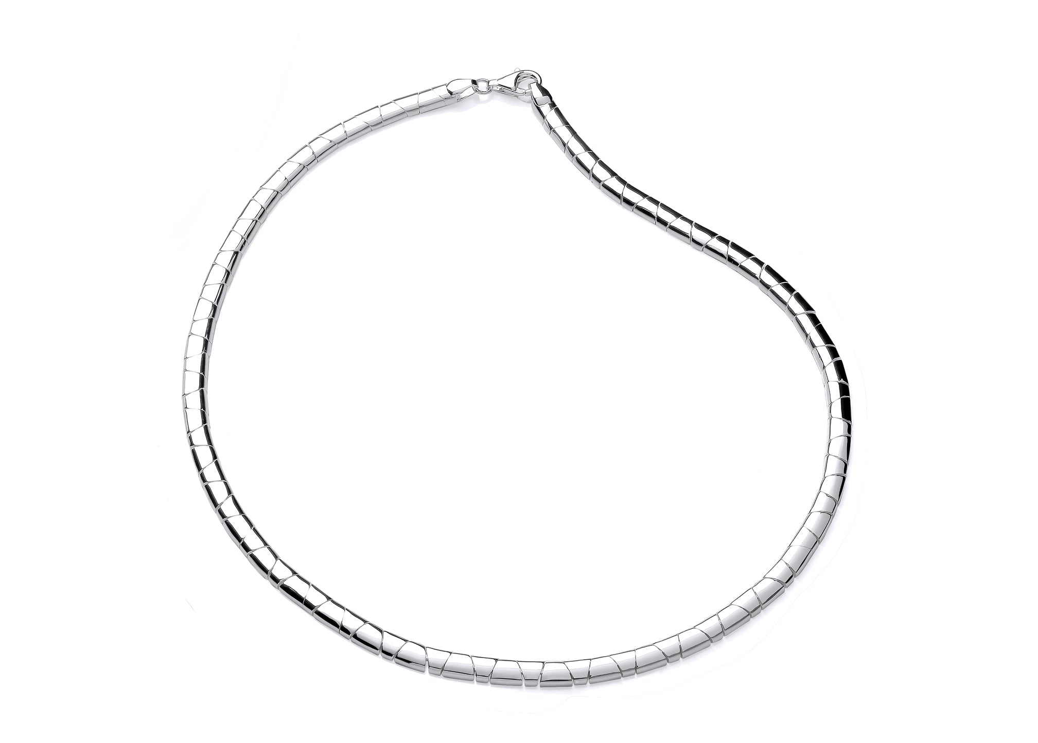 Silver Flat Brick Omega Style Necklet