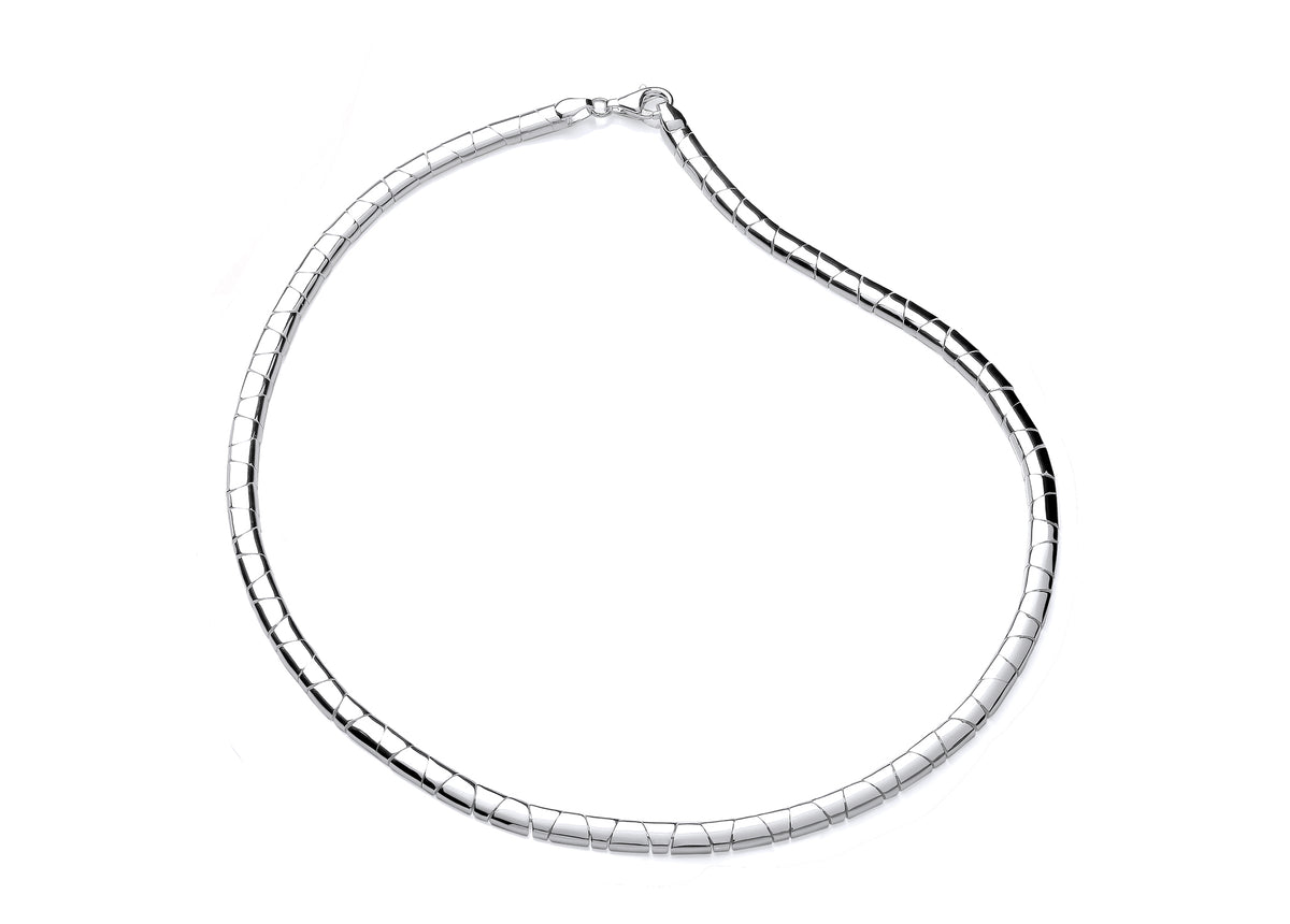Silver Flat Brick Omega Style Necklet