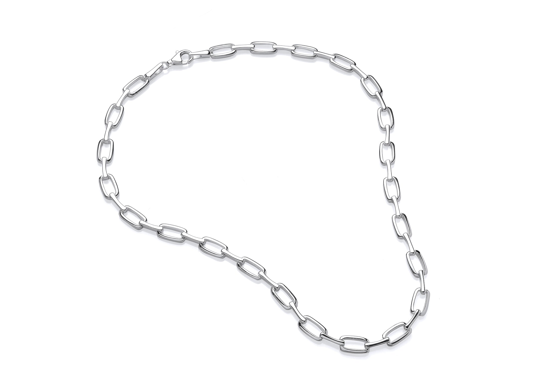 Silver Open Rectangle & Bar Link Necklet
