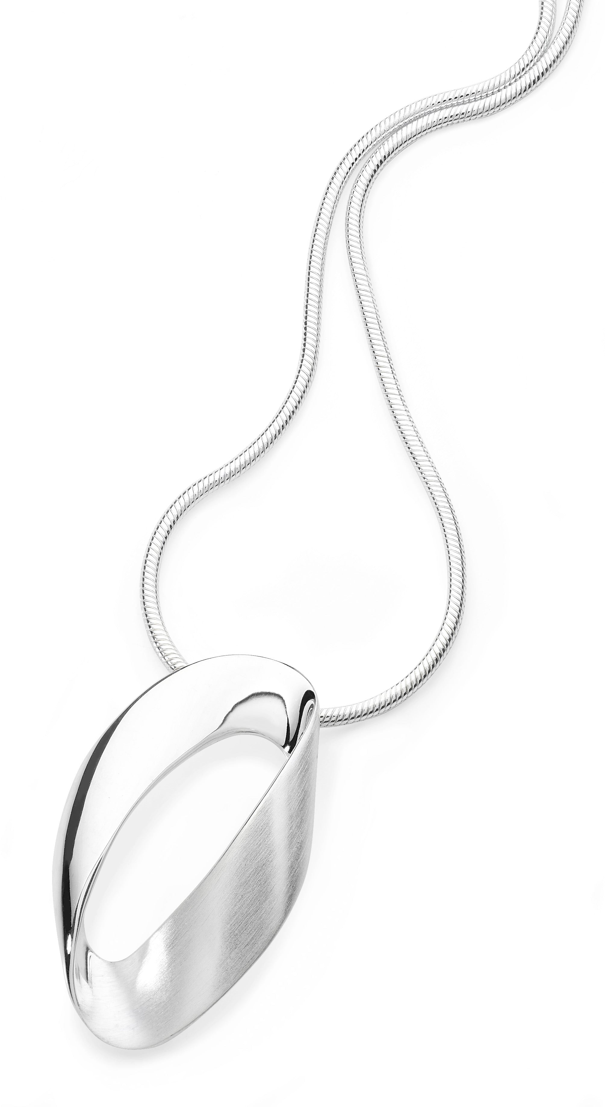 Silver Oval Twist Ribbon Pendant on Chain