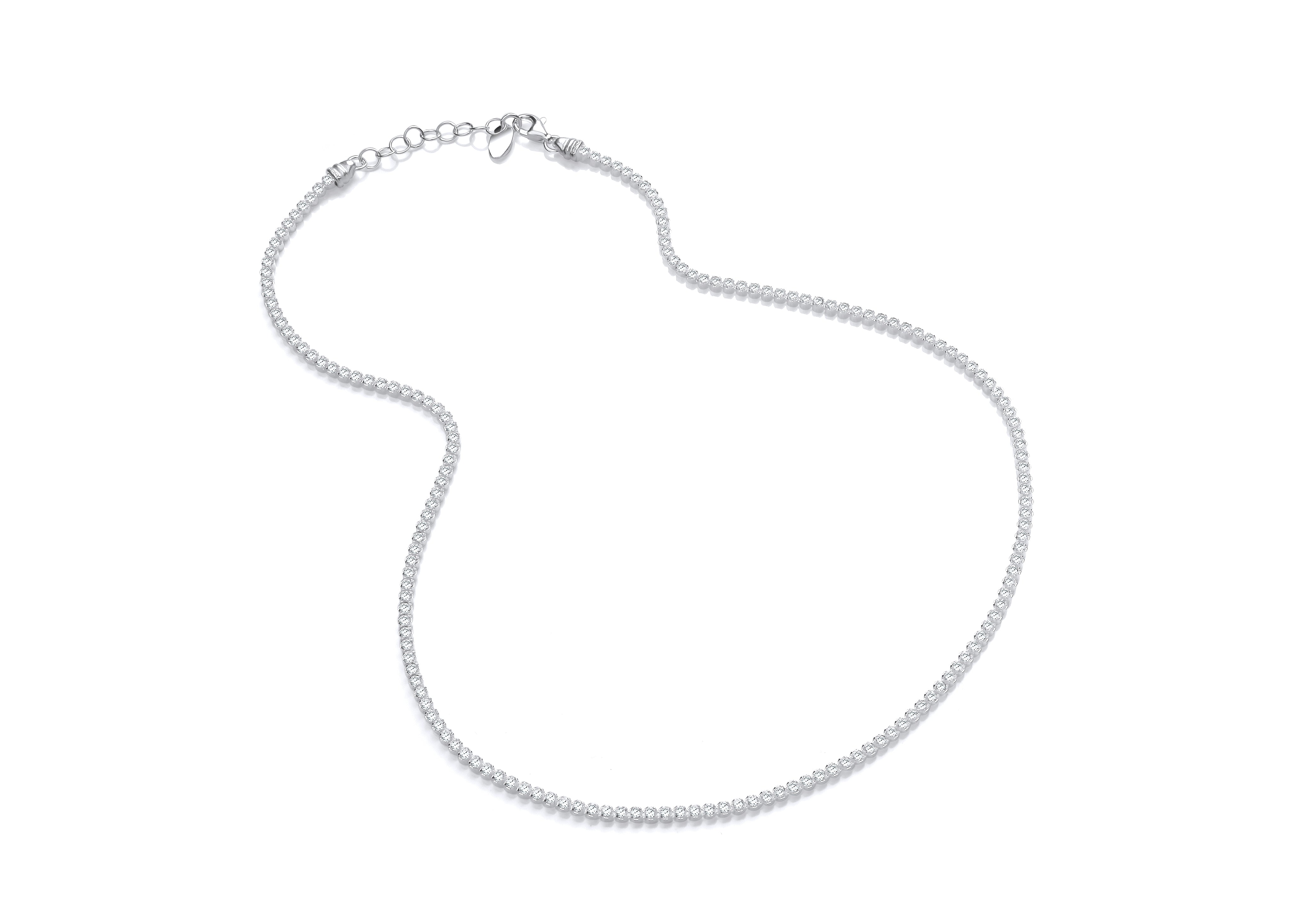 Silver Tennis Style Cubic Zirconia Necklet