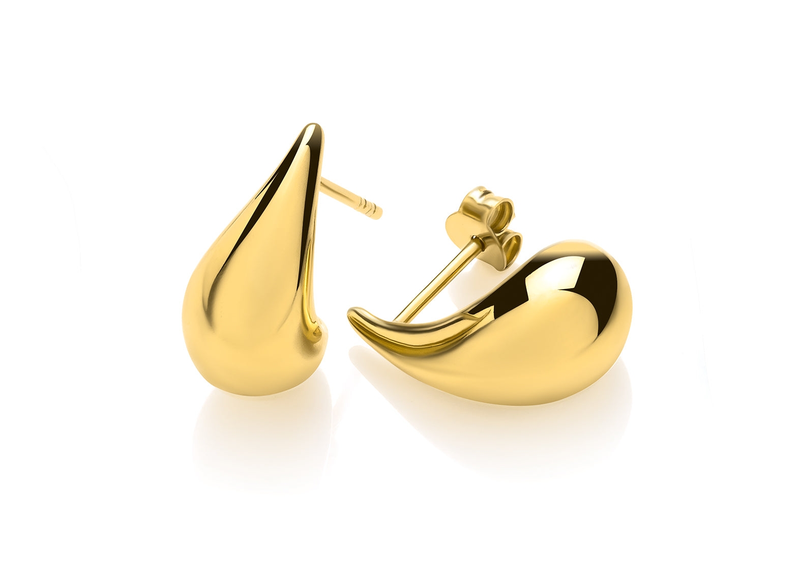 Silver Vermeille Solid Teardrop Stud Earrings